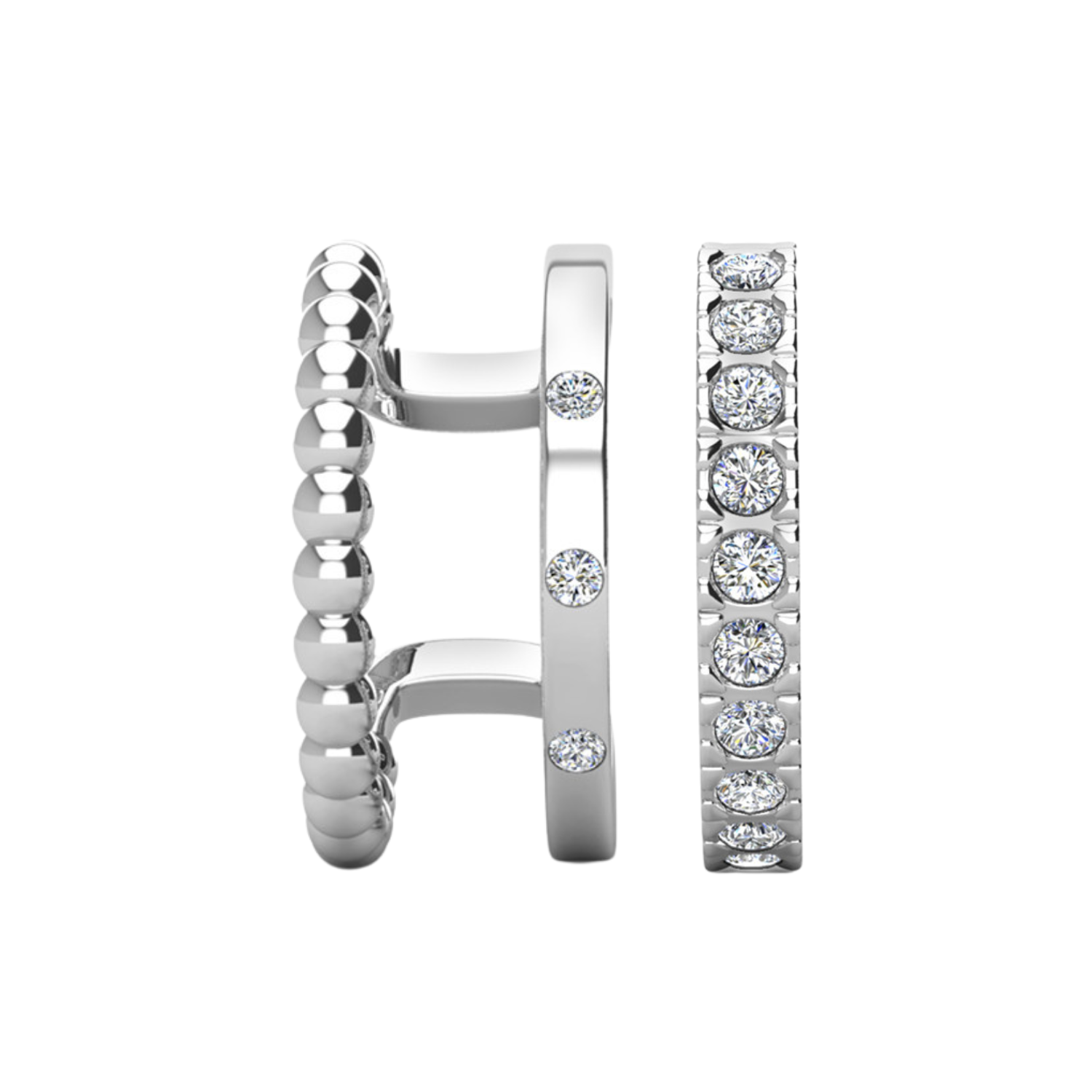 Pack of 2 - Sasha and Gloria 18k White Gold Plated 10mm Hoop Ear Cuffs with Swarovski Crystals