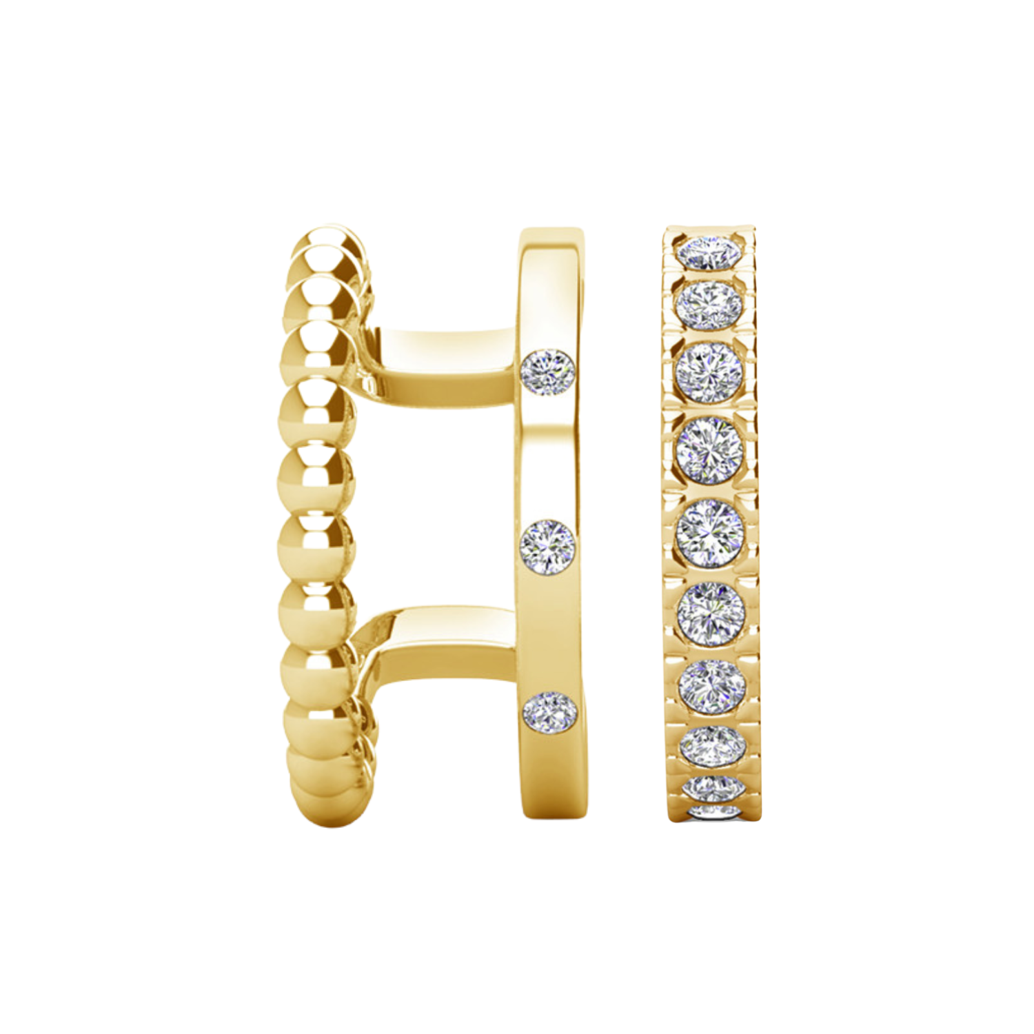 Pack of 2 - Sasha and Gloria 18k White Gold Plated 10mm Hoop Ear Cuffs with Swarovski Crystals