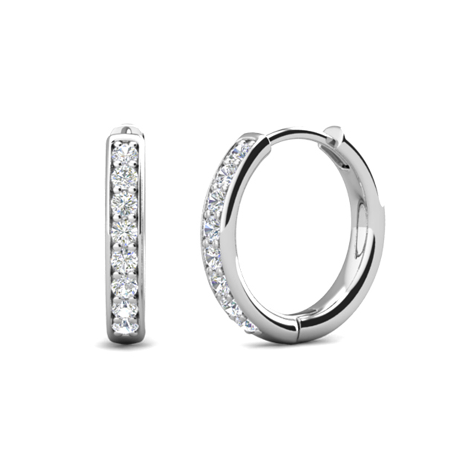 Leslie 18k White Gold Plated 10mm-40mm Hoop Earrings with Swarovski Crystals
