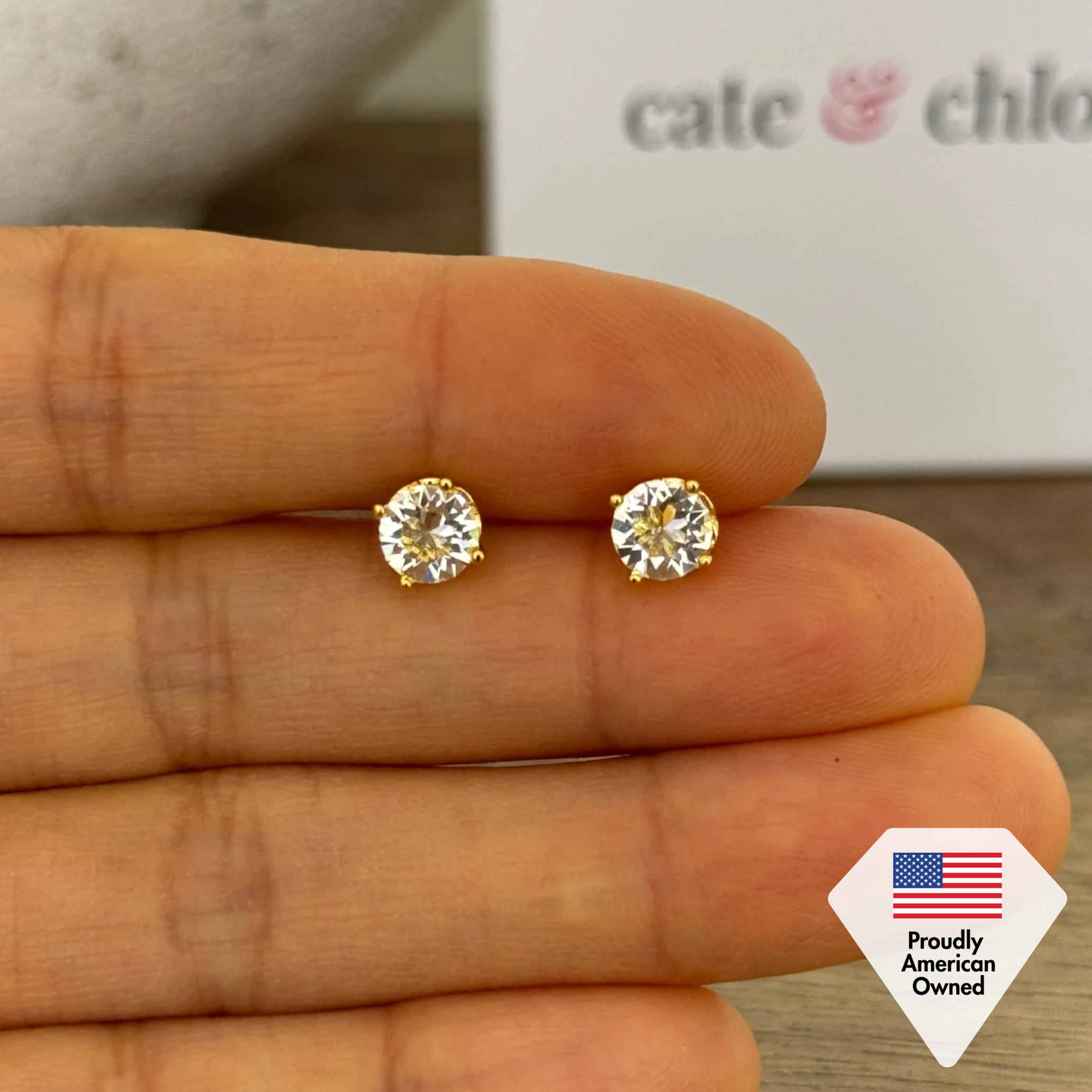 Mallory 18k White Gold Plated Stud Earrings with Swarovski Crystals