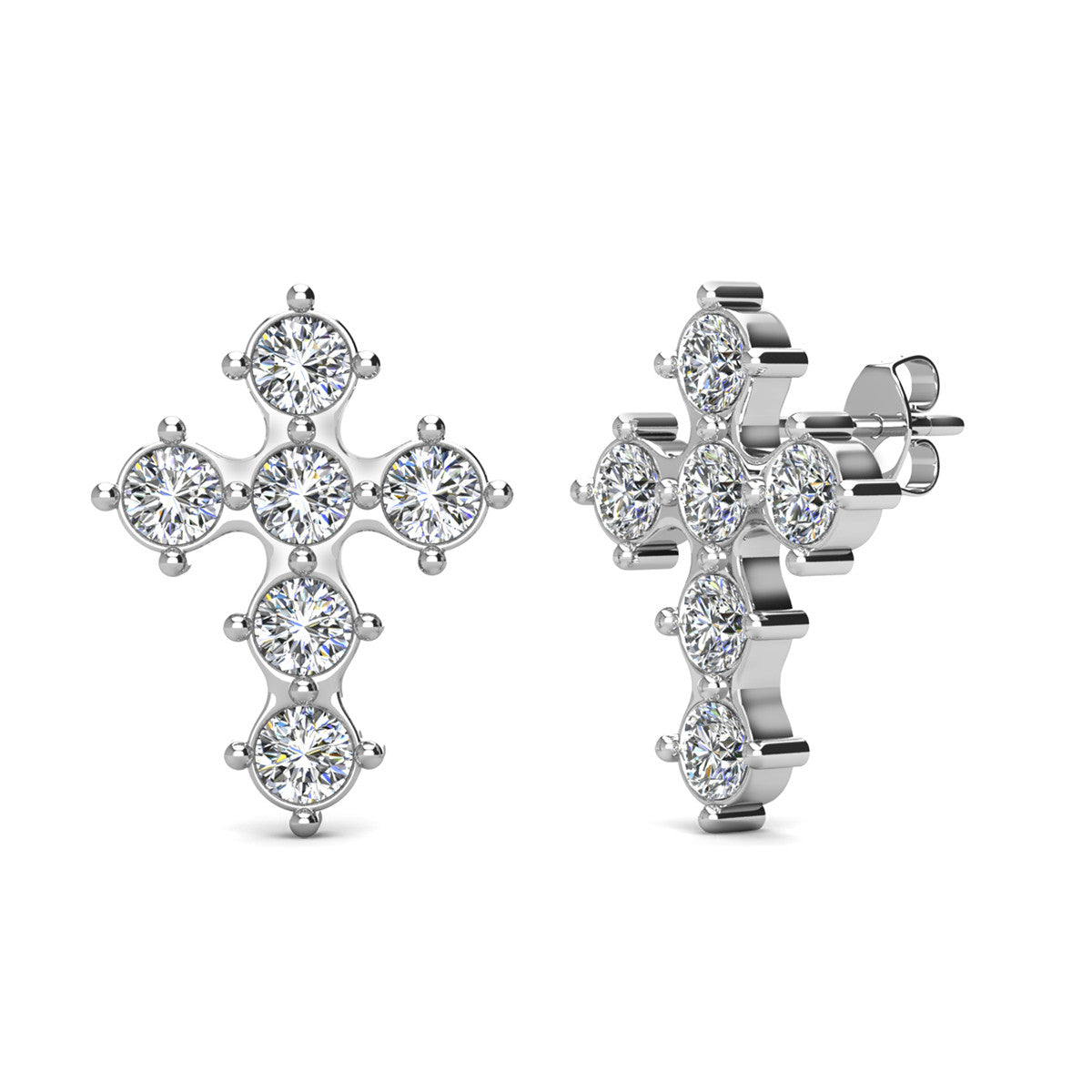 Marissa 18k White Gold Plated Cross Stud Earrings & Blessed by Faith Pink Envelope Card