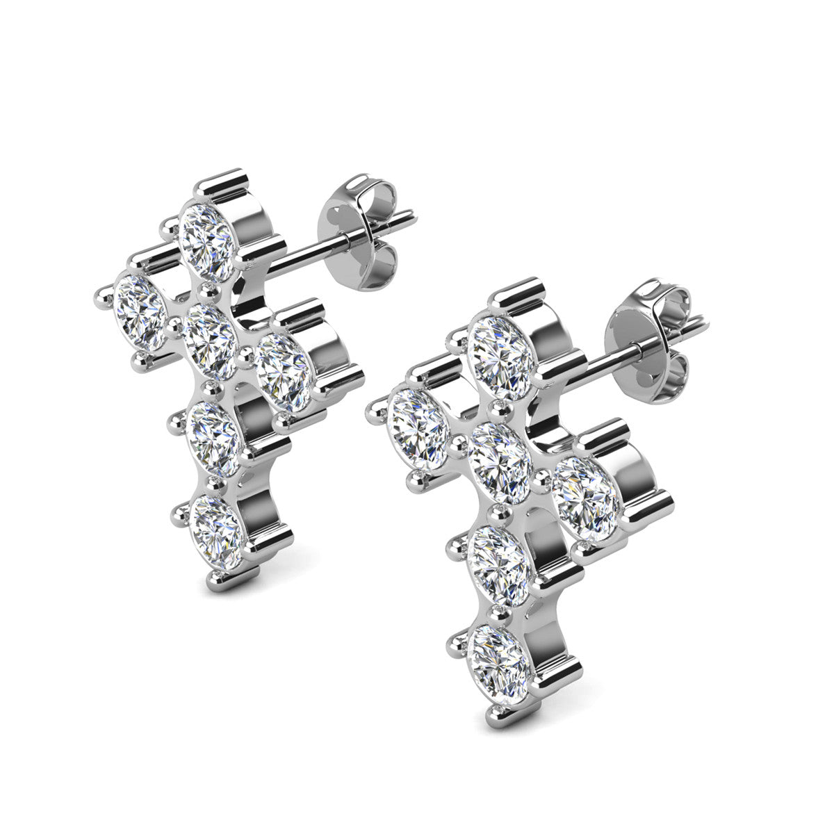Marissa 18k White Gold Plated Cross Stud Earrings with Swarovski Crystals