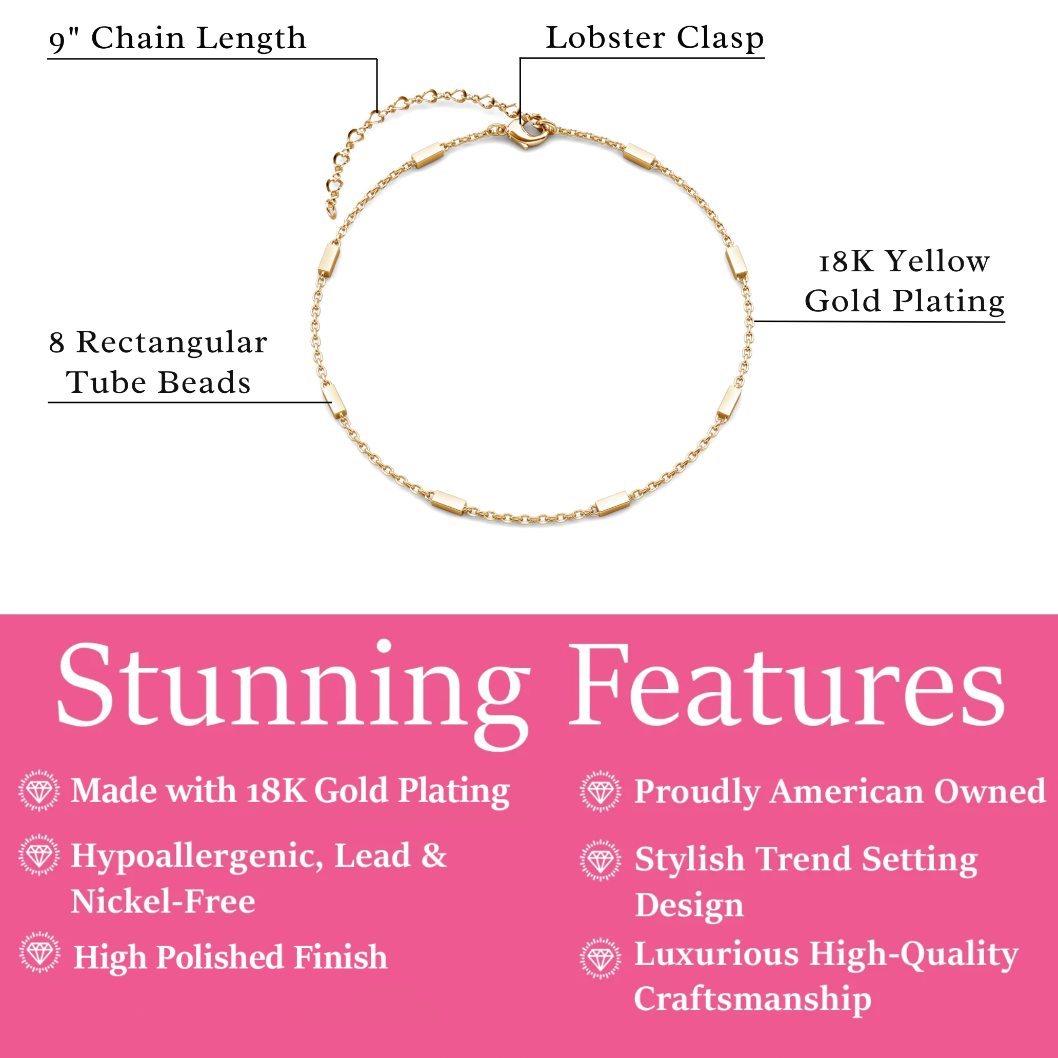 Marlee 18k White Gold Plated Stacking Bracelet Chain