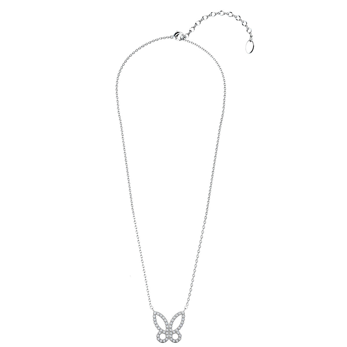Maxine 18k White Gold Plated Butterfly Necklace with Swarovski Crystals