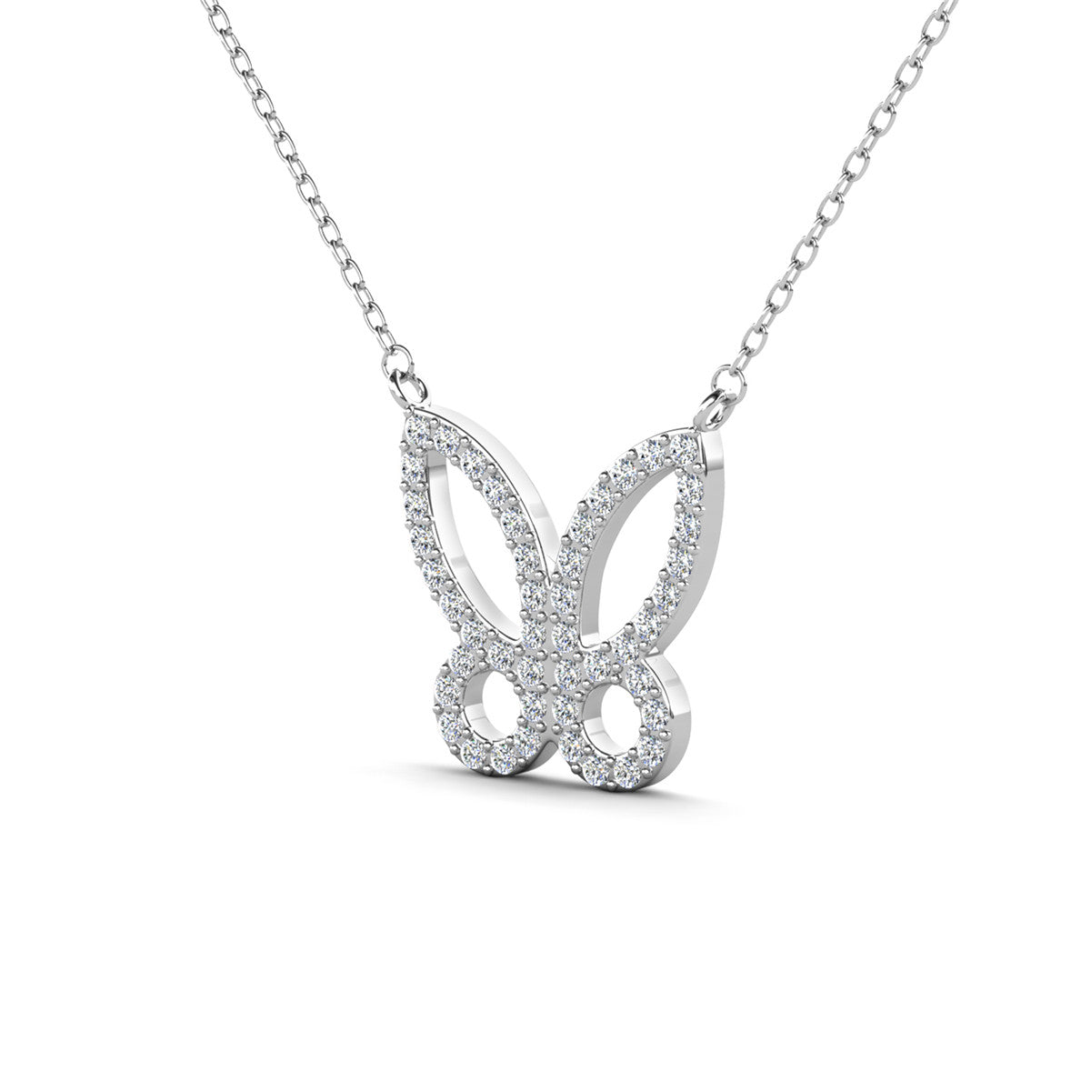 Maxine 18k White Gold Plated Butterfly Necklace with Swarovski Crystals
