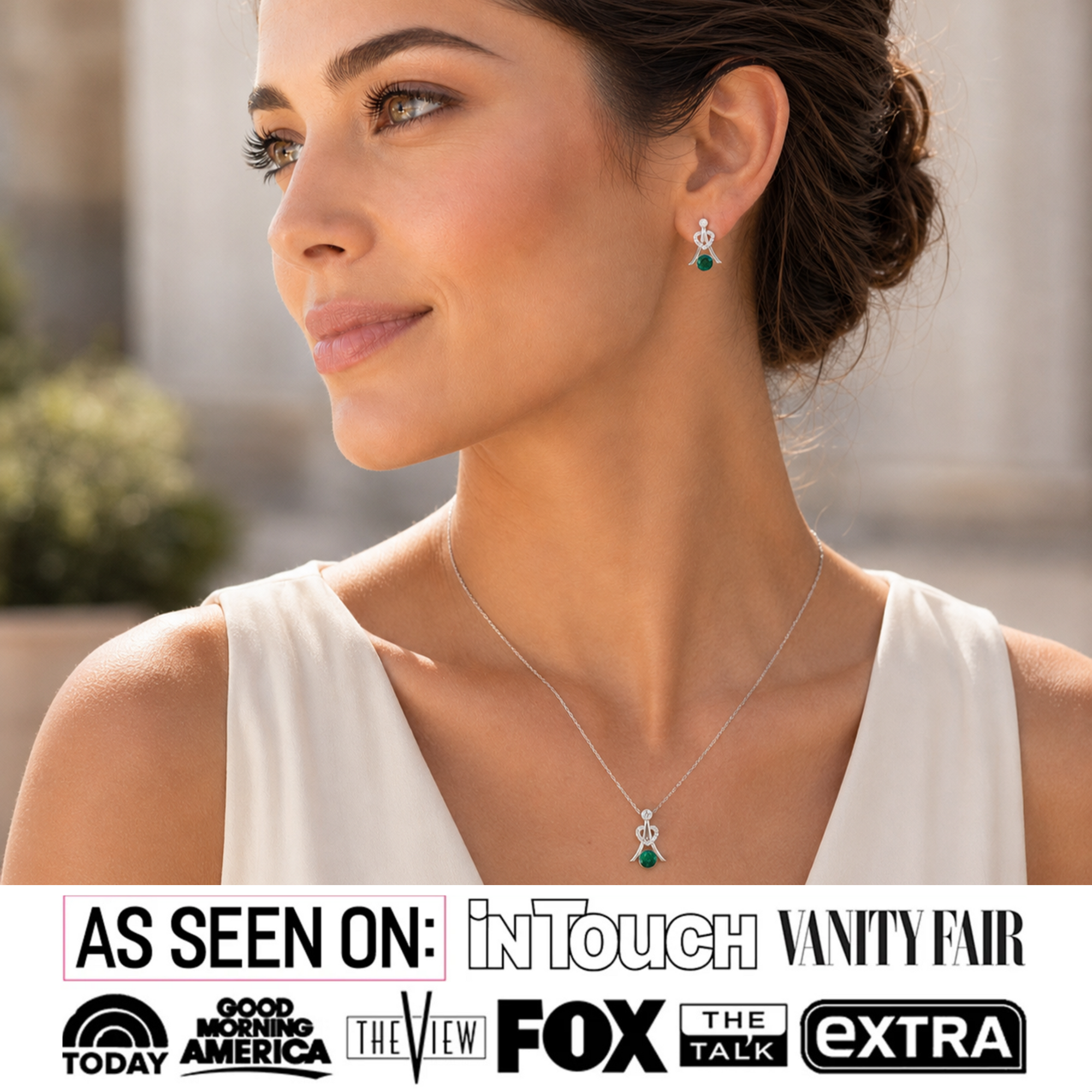 Serenity Birthstone 18k White Gold Plated Necklace with Round Cut Swarovski Crystals