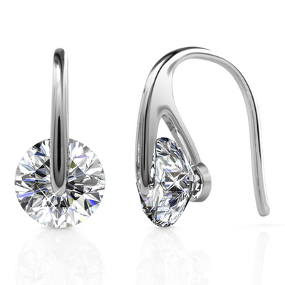 Pendientes McKayla chapados en oro blanco de 18 quilates con cristales colgantes para mujer