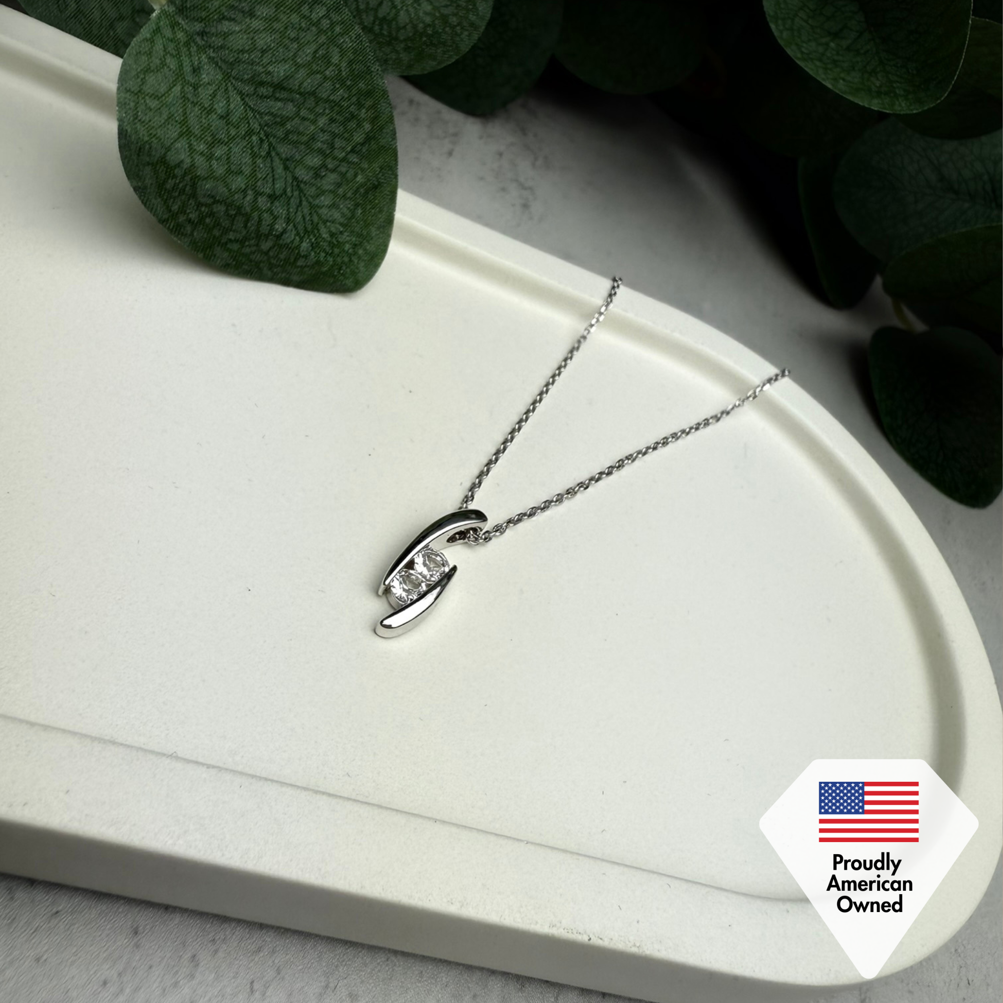 McKenna 18k White Gold Plated Pendant Necklace with Swarovski Crystals