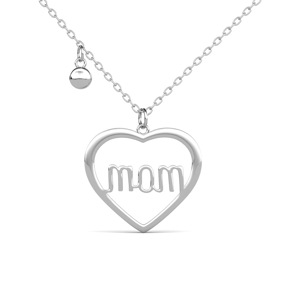 Melody 18k White Gold Plated Mom Heart Necklace with Swarovski Crystal