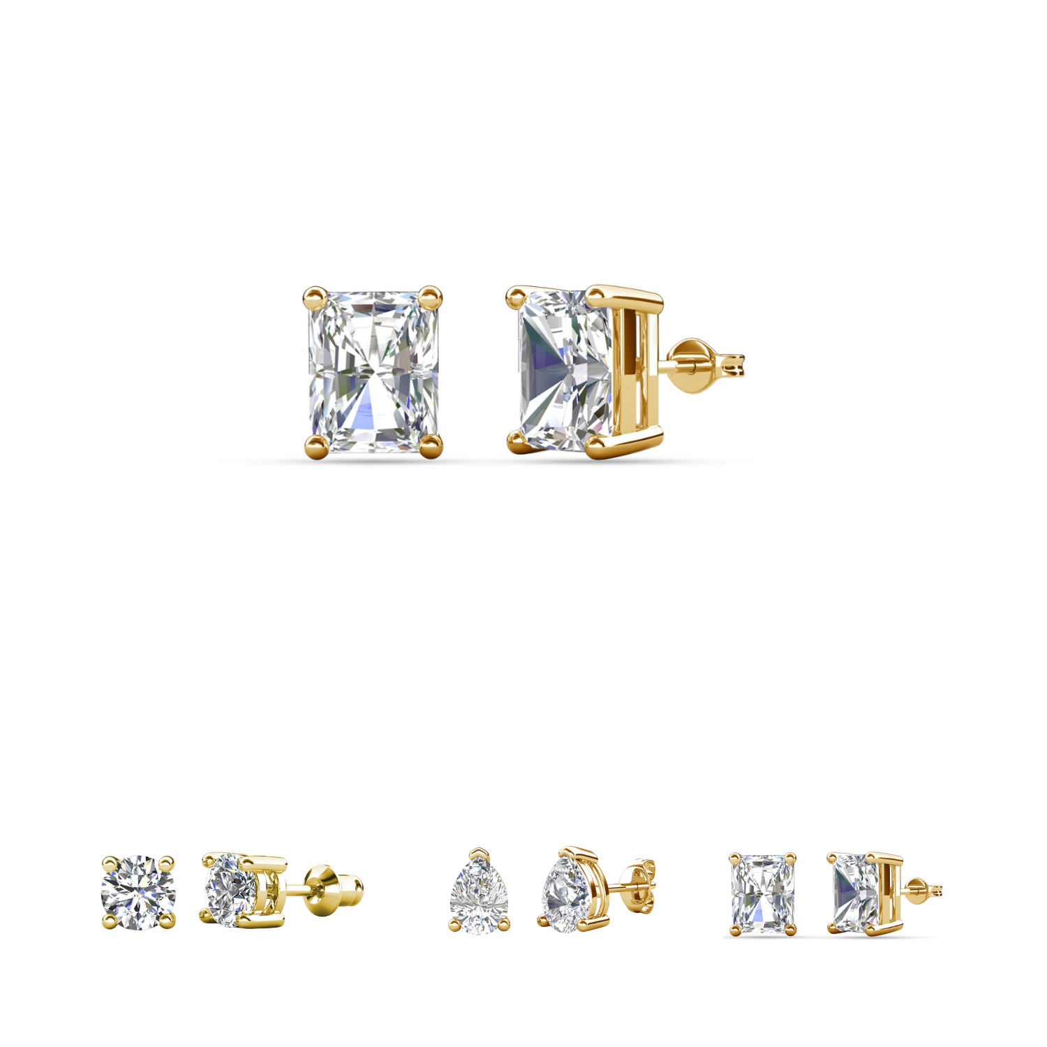 Mia 18k White Gold Plated Sterling Silver Stud Earrings with Simulated Diamond Crystals