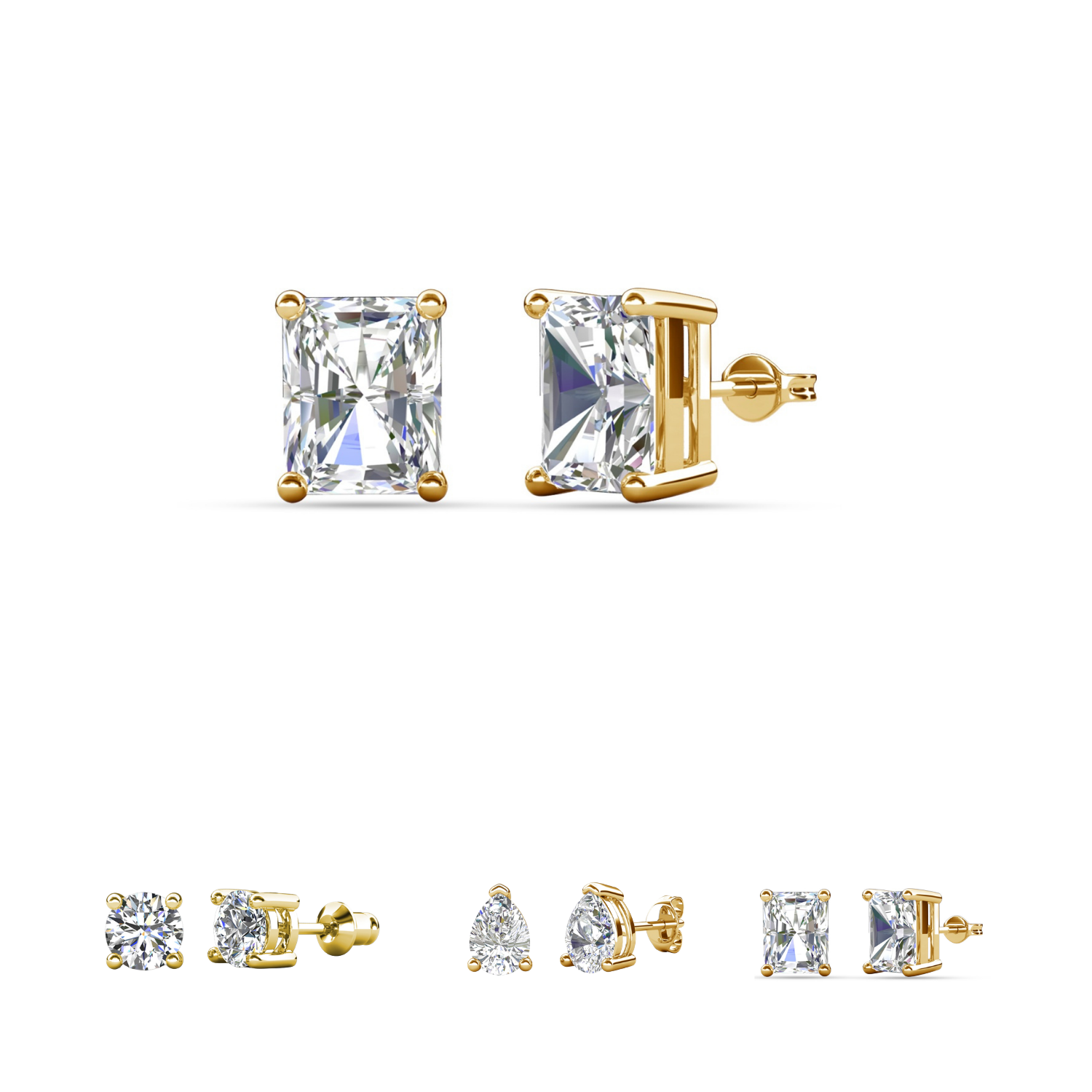 Mia 18k White Gold Plated Sterling Silver Stud Earrings with Simulated Diamond Crystals