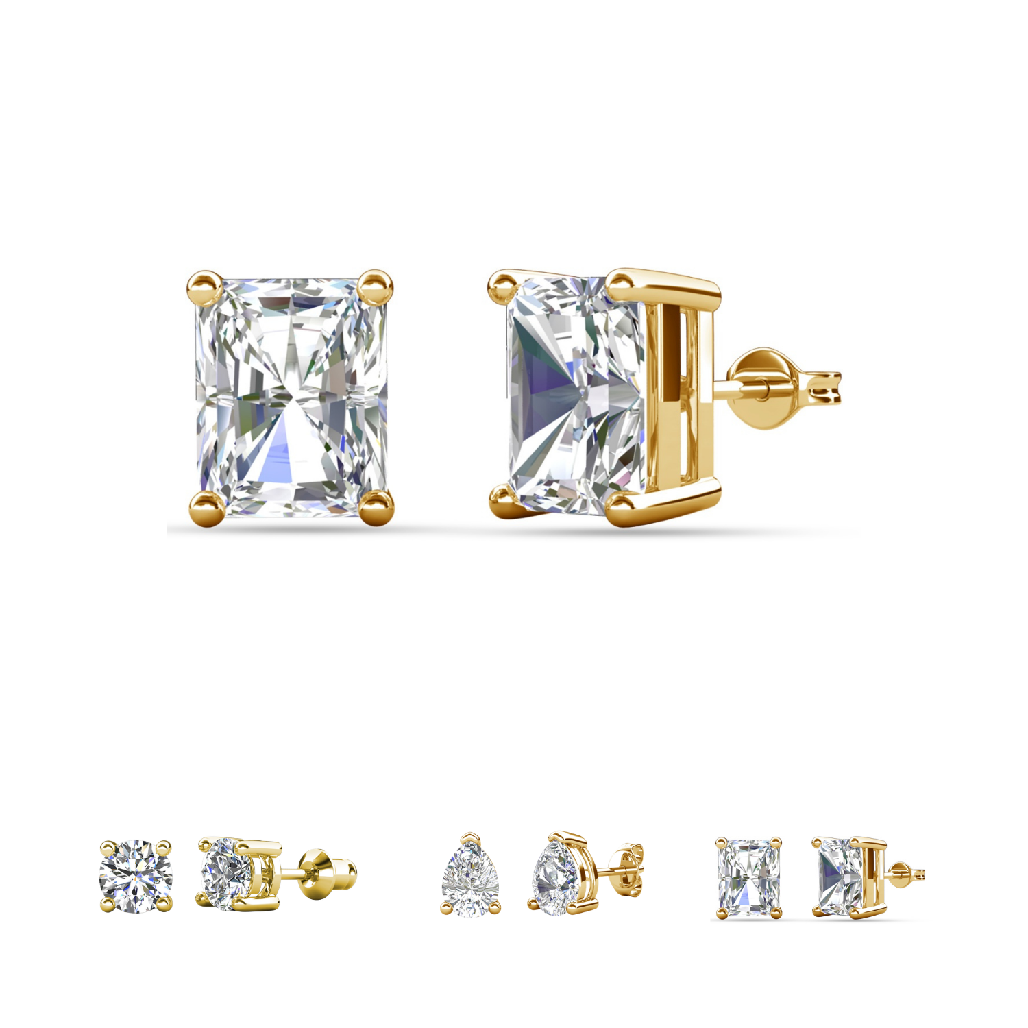 Mia 18k White Gold Plated Sterling Silver Stud Earrings with Simulated Diamond Crystals