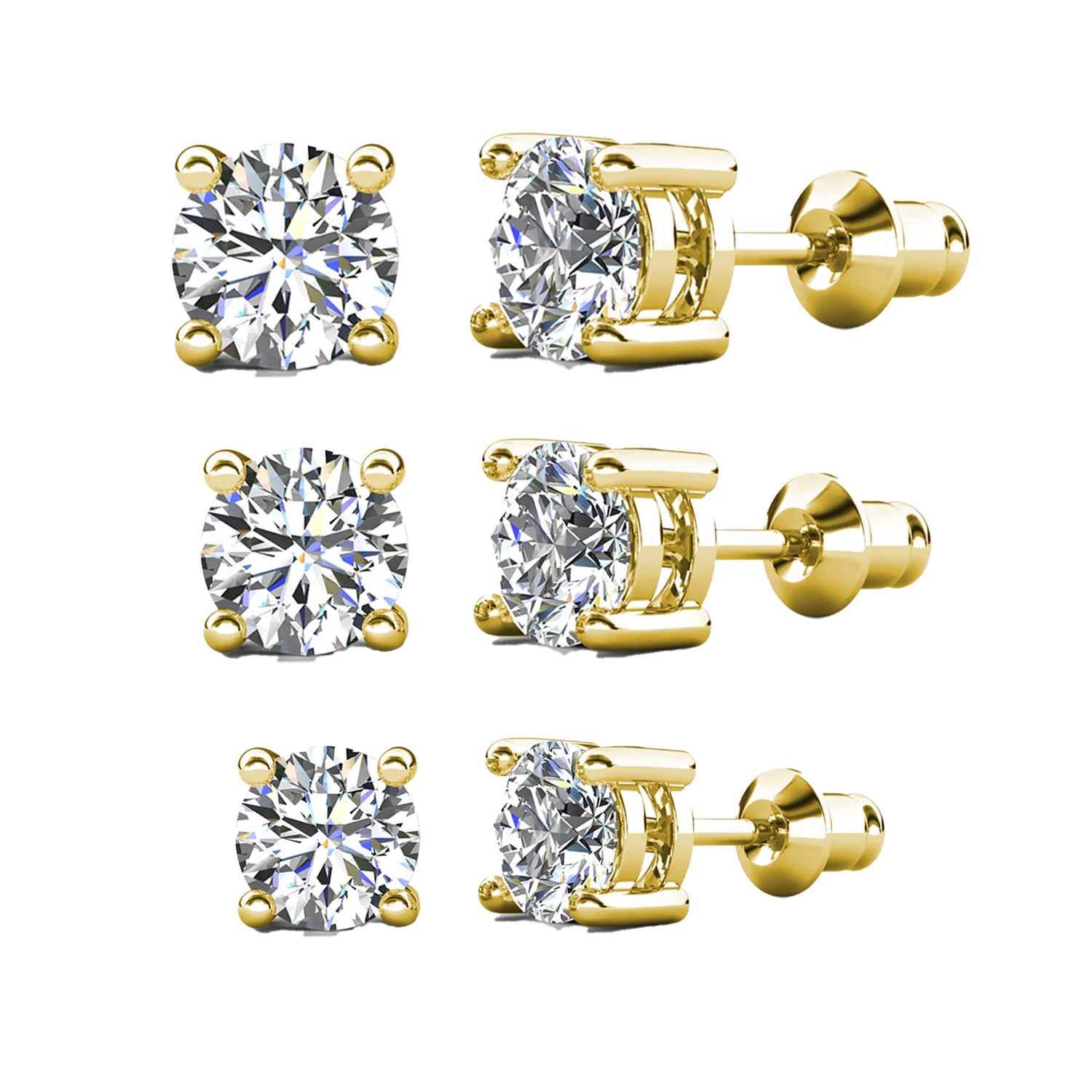 Mia 14k White Gold Plated Sterling Silver Stud Earrings with Simulated Diamond Crystals