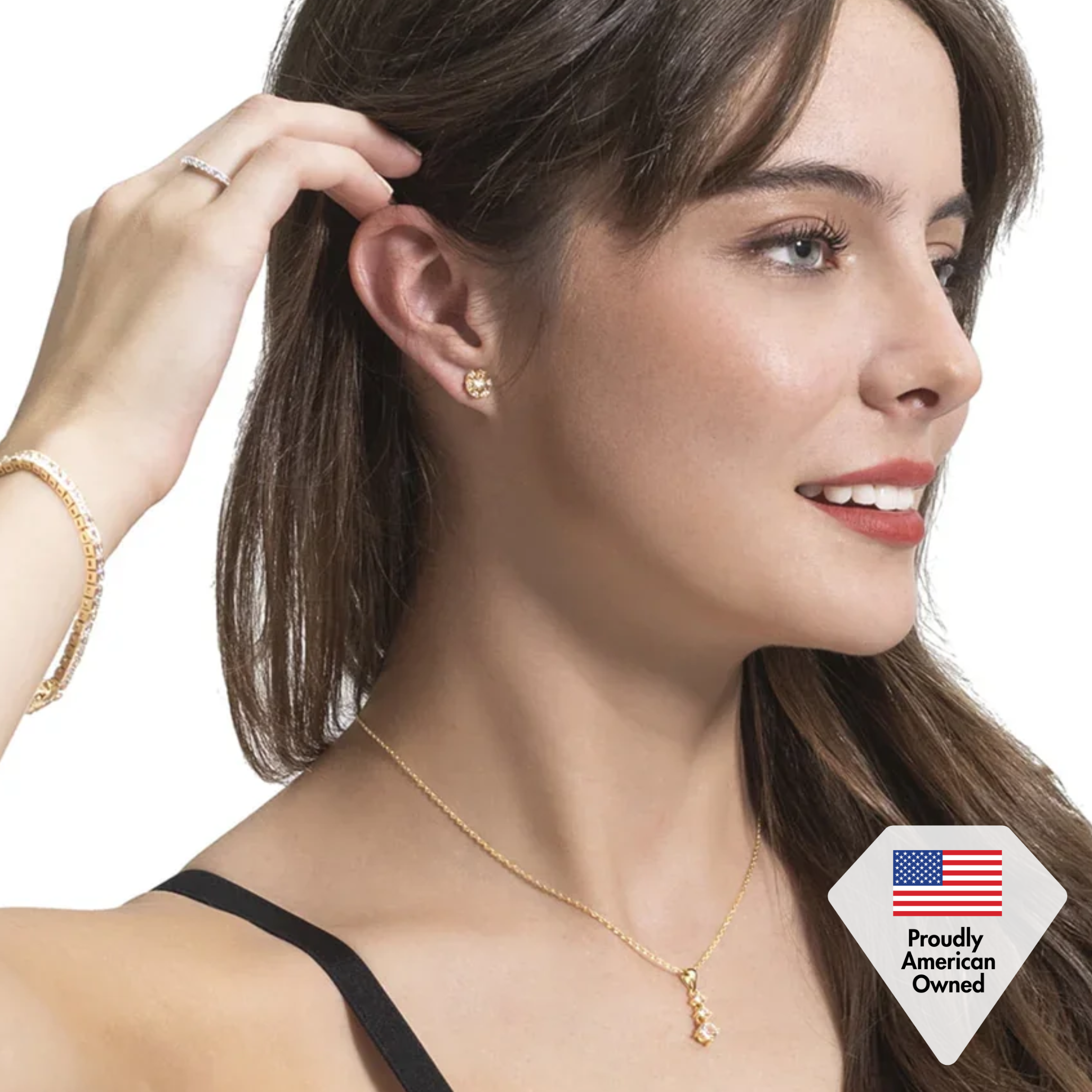 Millie 18k White Gold Plated Stud Earrings with Swarovski Crystals