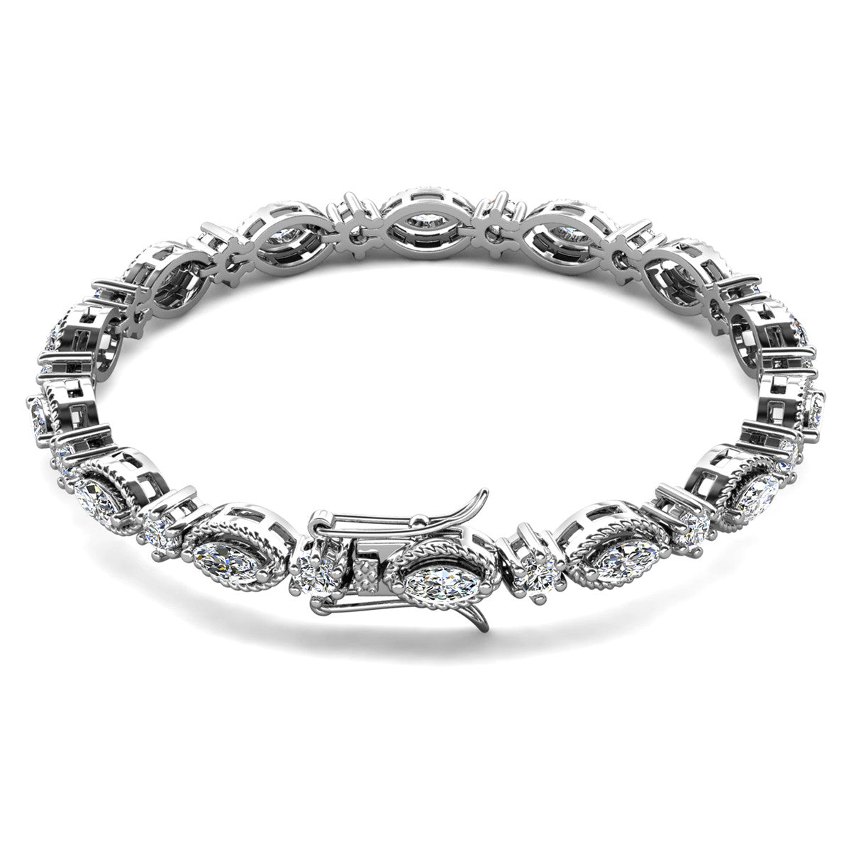 Moira 18k White Gold Plated Tennis Bracelet with Simulated Diamond Crystals