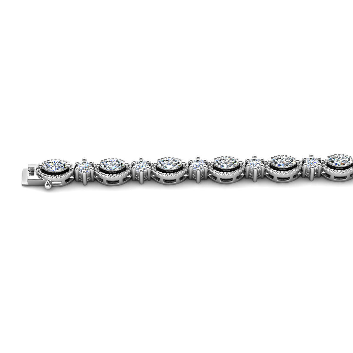 Moira 18k White Gold Plated Tennis Bracelet with Simulated Diamond Crystals