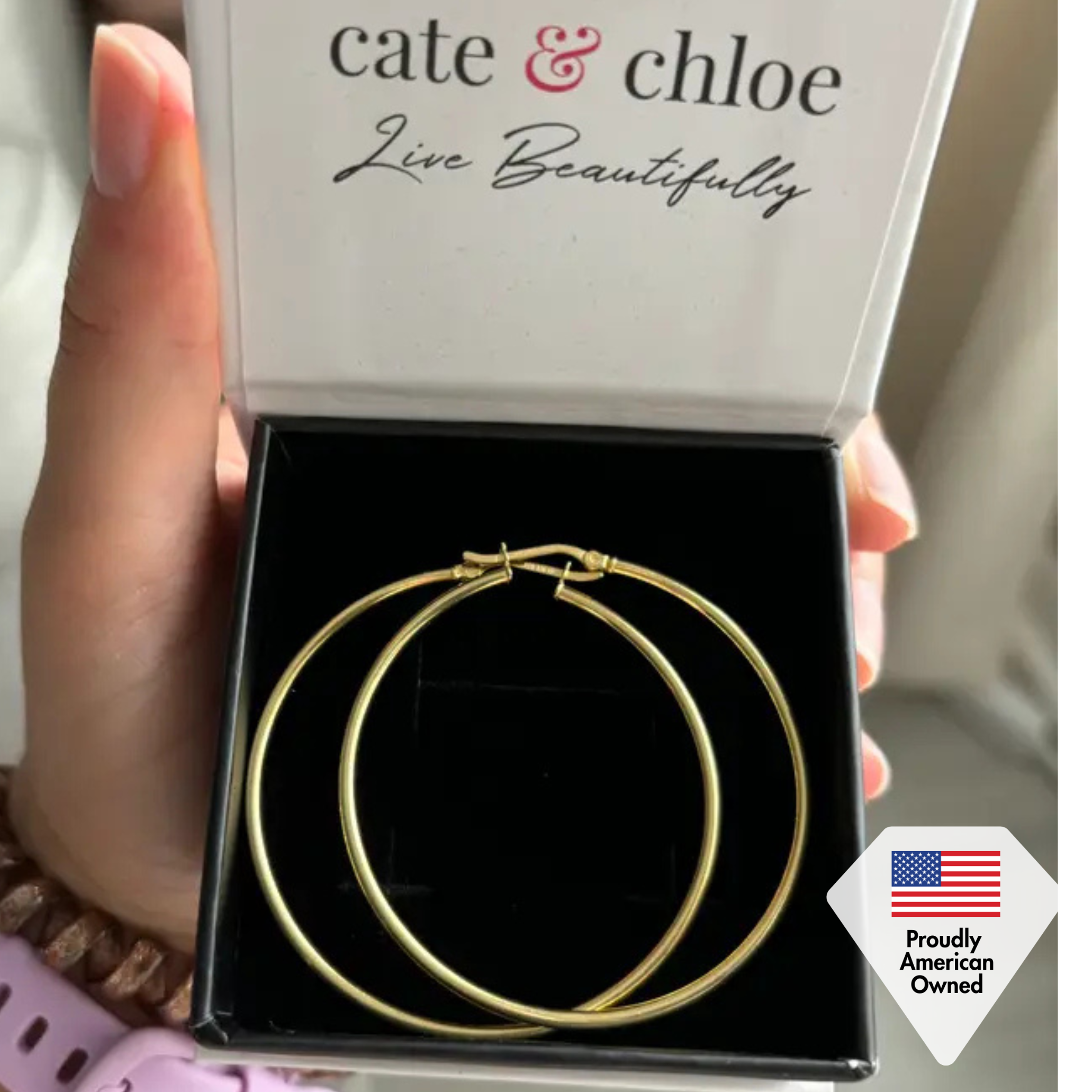 Monica 18k White Gold Plated 10/40/50mm Hoop Earrings (3 Pair Set)