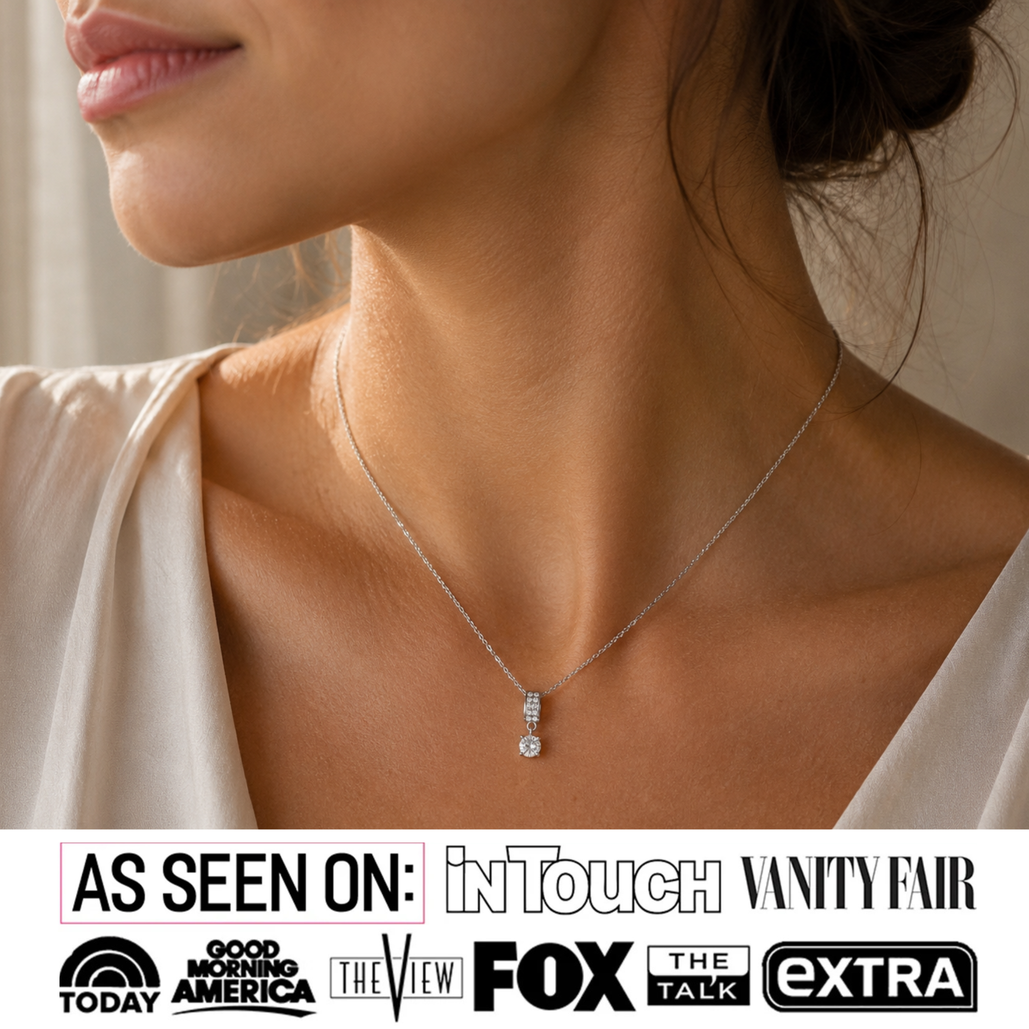 Monroe 18k White Gold Pendant Necklace with Round Cut Swarovski Crystals
