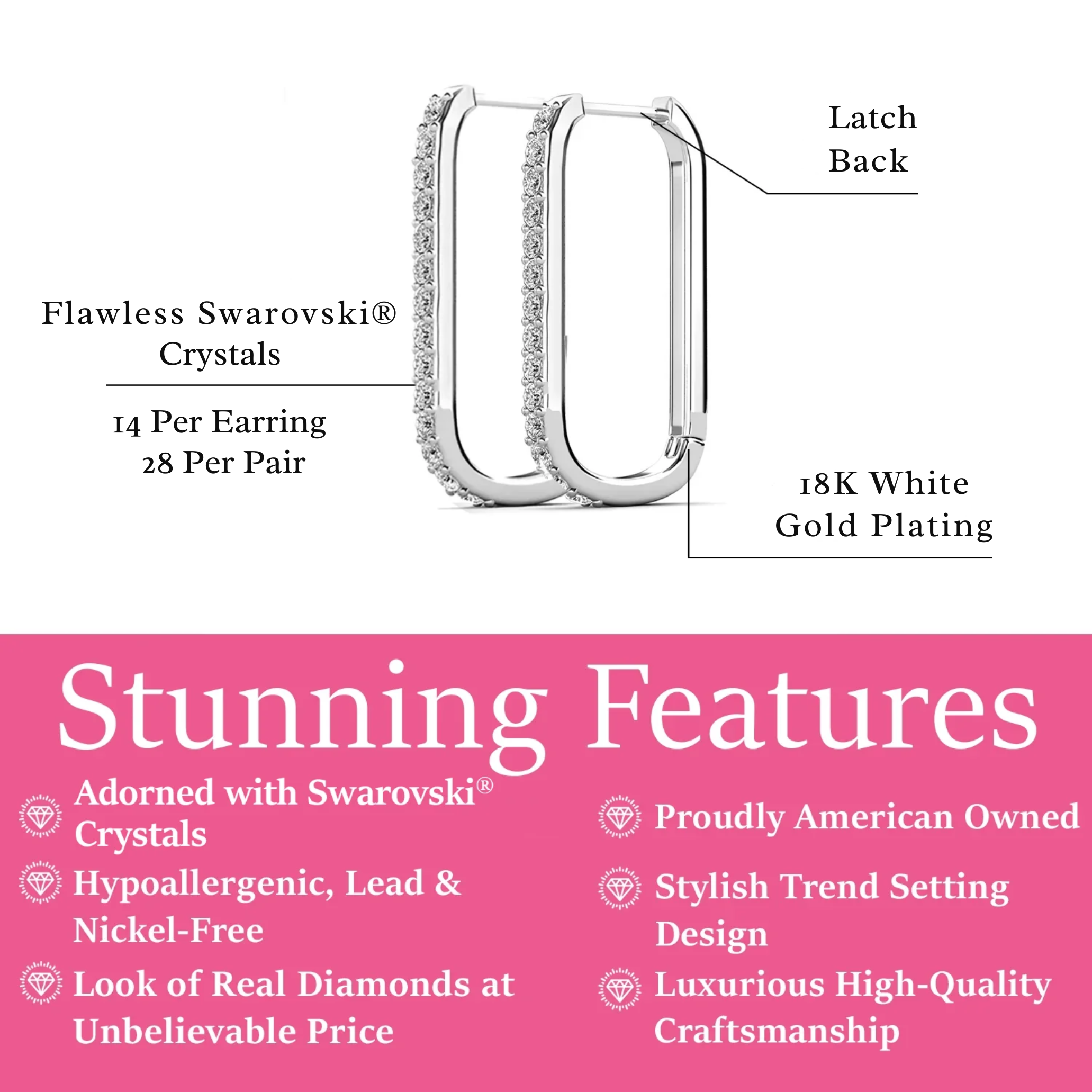 Nadia 18k White Gold Plated 24mm Hoop Earrings & Limited Edition Ombre Card