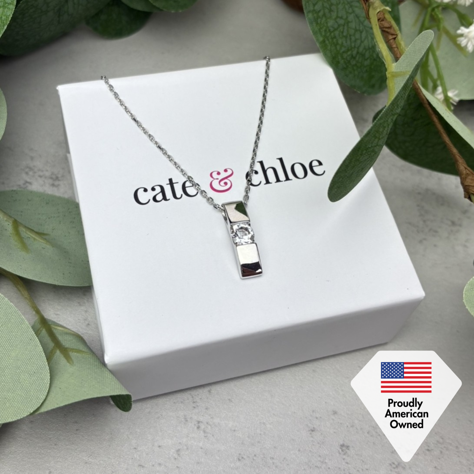 Nailea 18k White Gold Plated Pendant Necklace with Swarovski Crystals