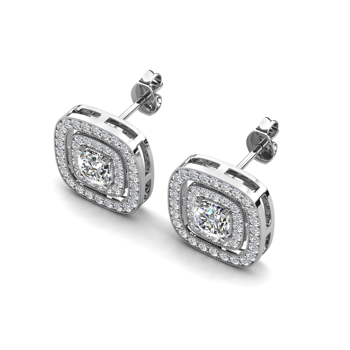 Noelle 18k 镀白金光环水晶耳钉