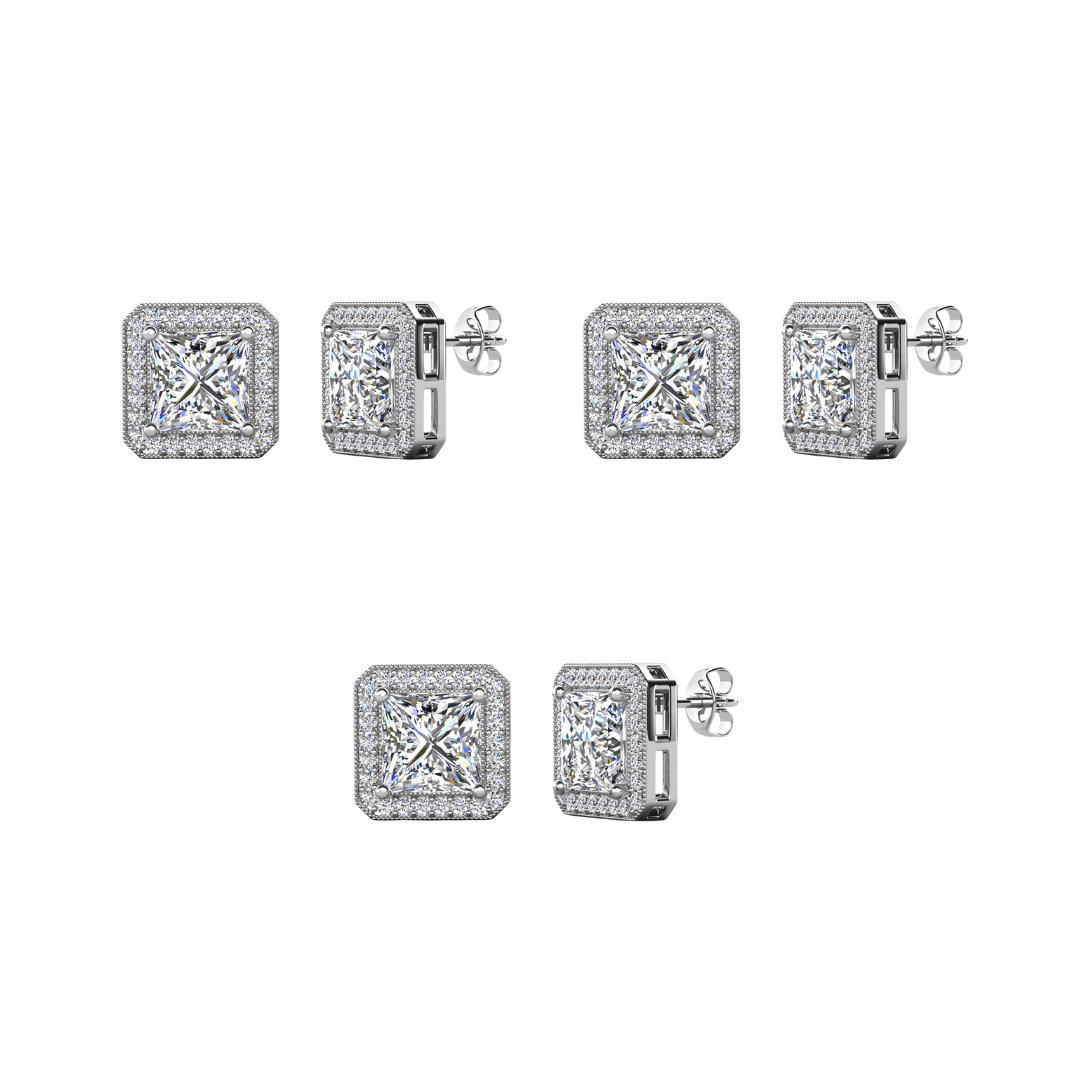 Norah 18k Gold Plated Stud Earrings with Simulated Diamond Crystals (3 Pair Set)