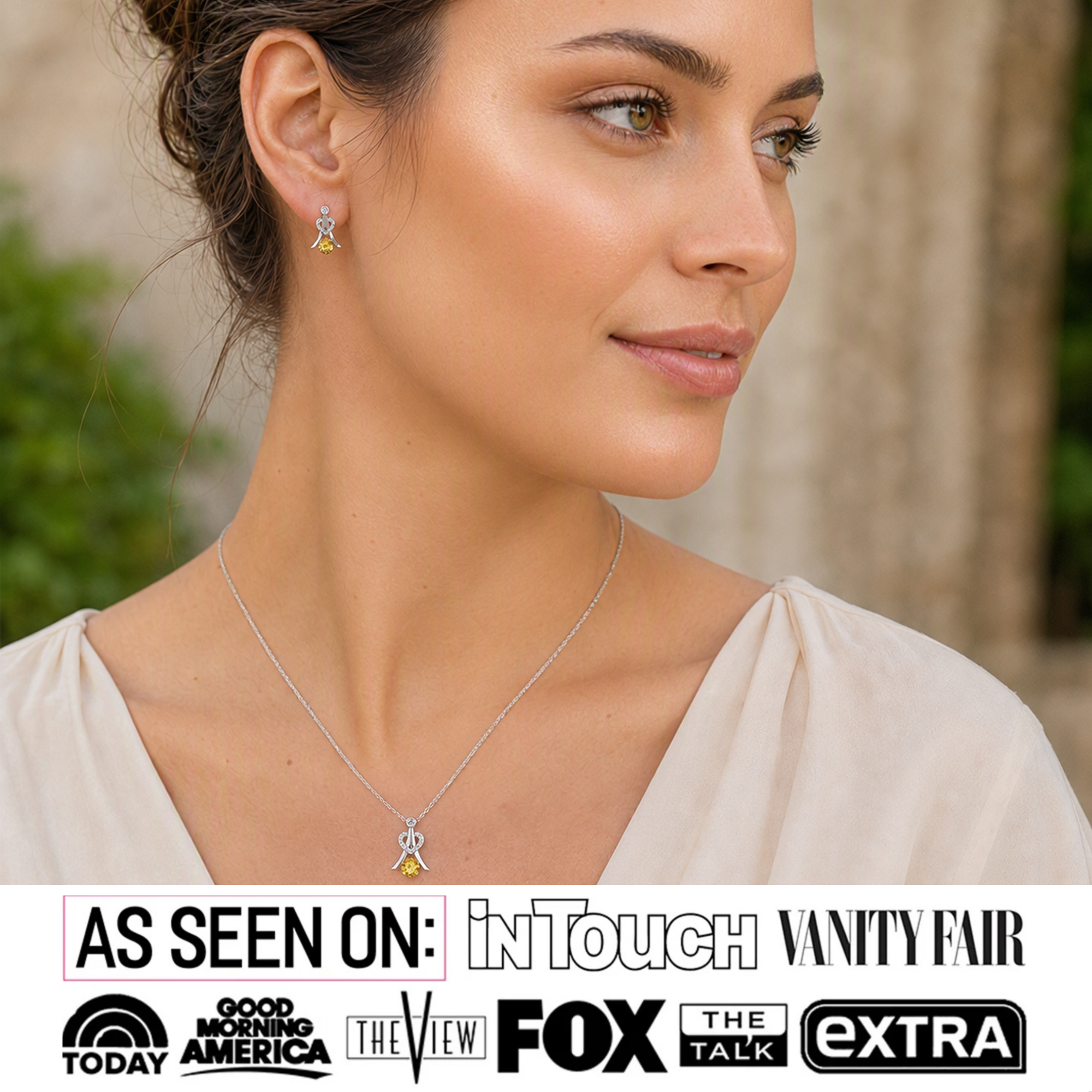 Serenity Birthstone 18k White Gold Plated Necklace with Round Cut Swarovski Crystals