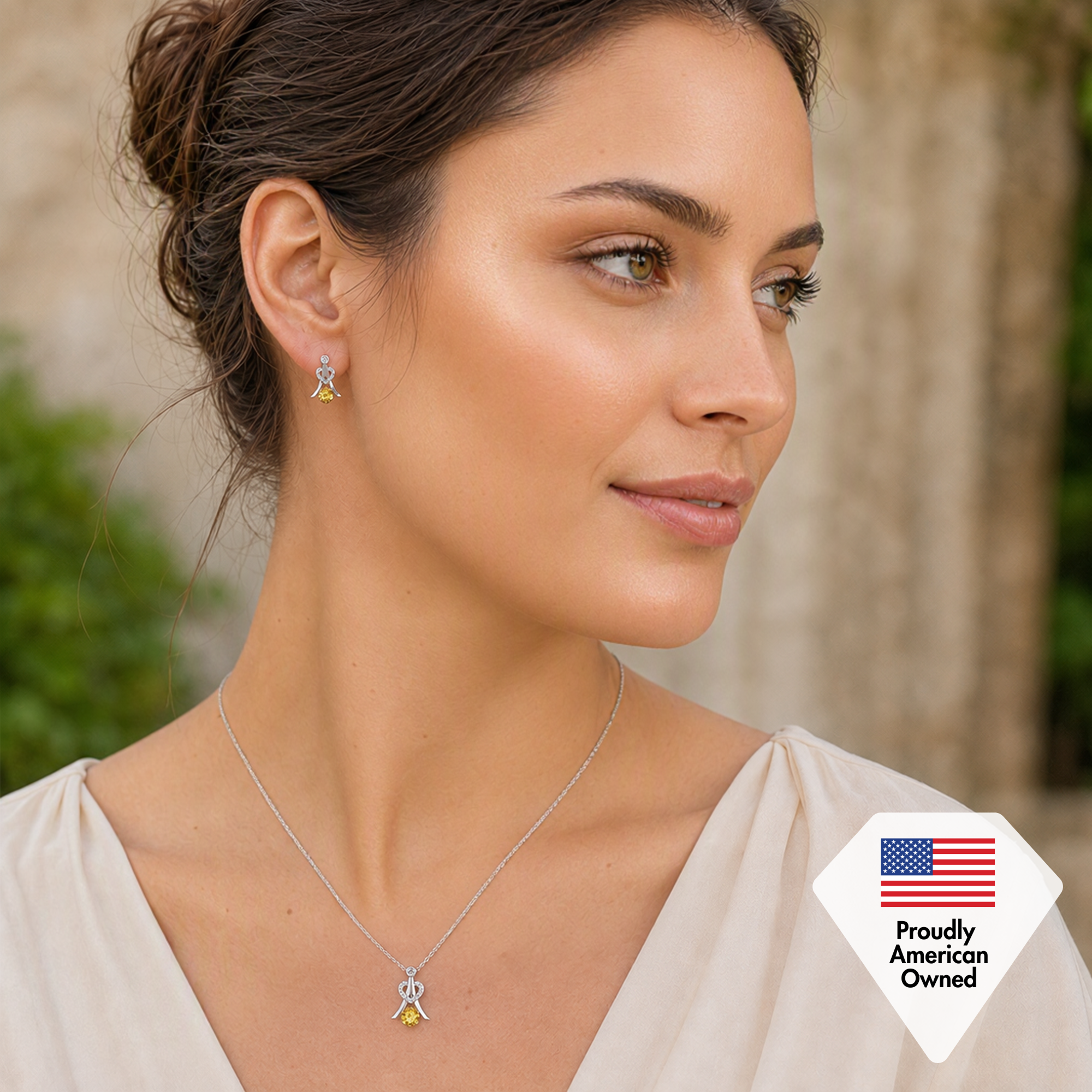 Serenity Birthstone 18k White Gold Plated Necklace with Round Cut Swarovski Crystals