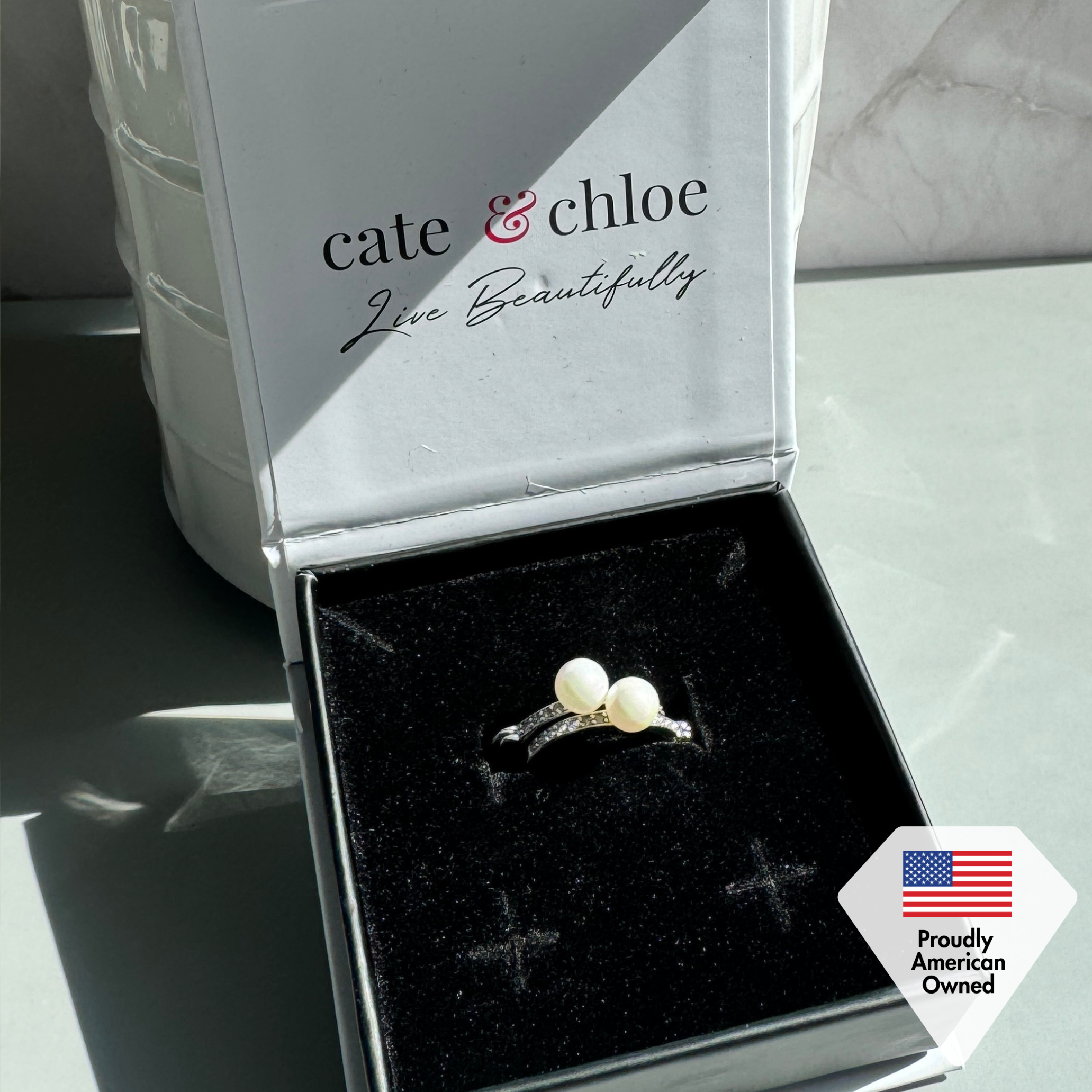 Nyla 18k White Gold Plated 22mm Pearl Hoop Earrings with Swarovski Crystals