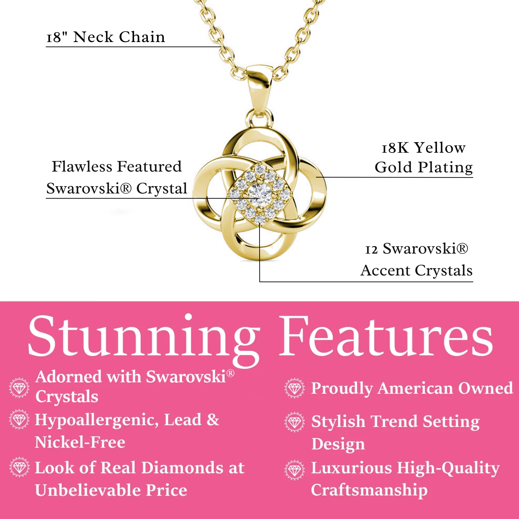 Nyssa 18k White Gold Plated Necklace with Swarovski Crystals