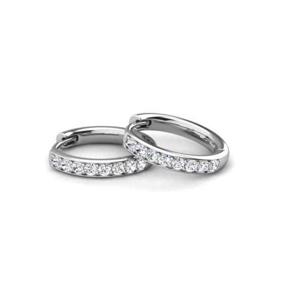 Leslie 18k White Gold Plated 14mm-40mm Hoop Earrings with Swarovski Crystals