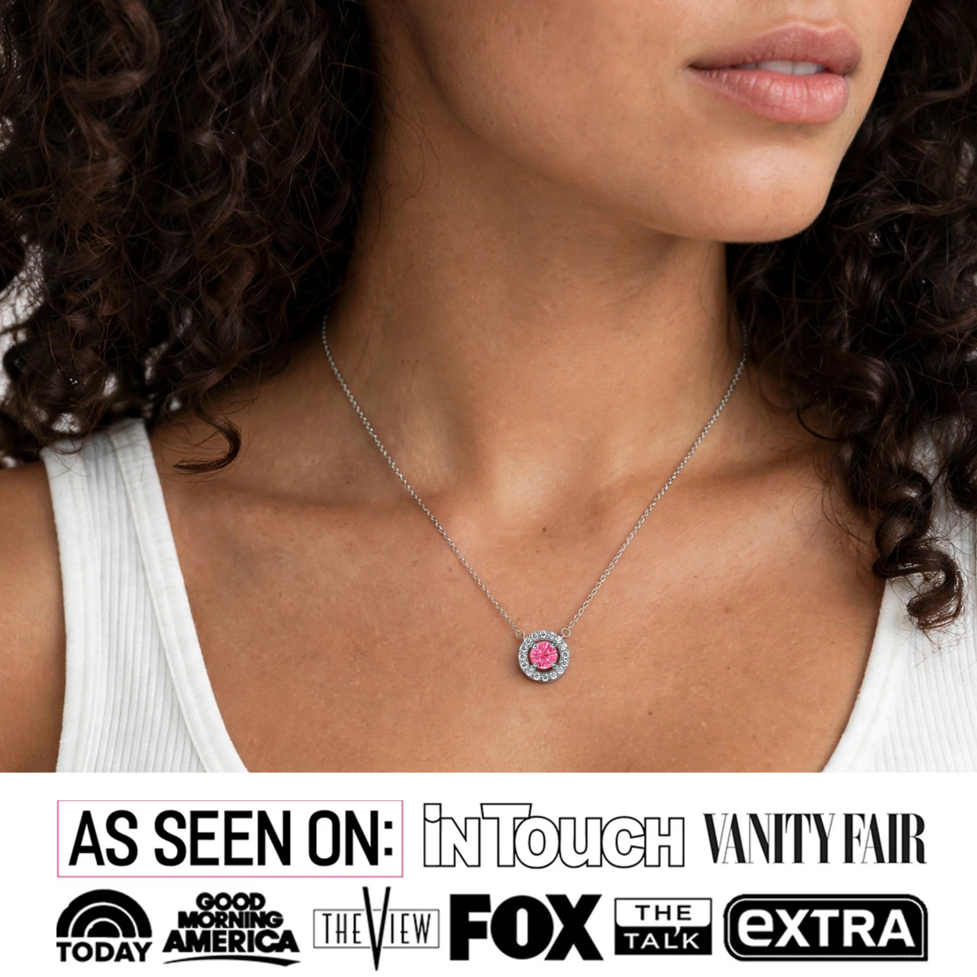Royal Birthstone 18k White Gold Plated Halo Necklace with Round Cut Swarovski Crystals