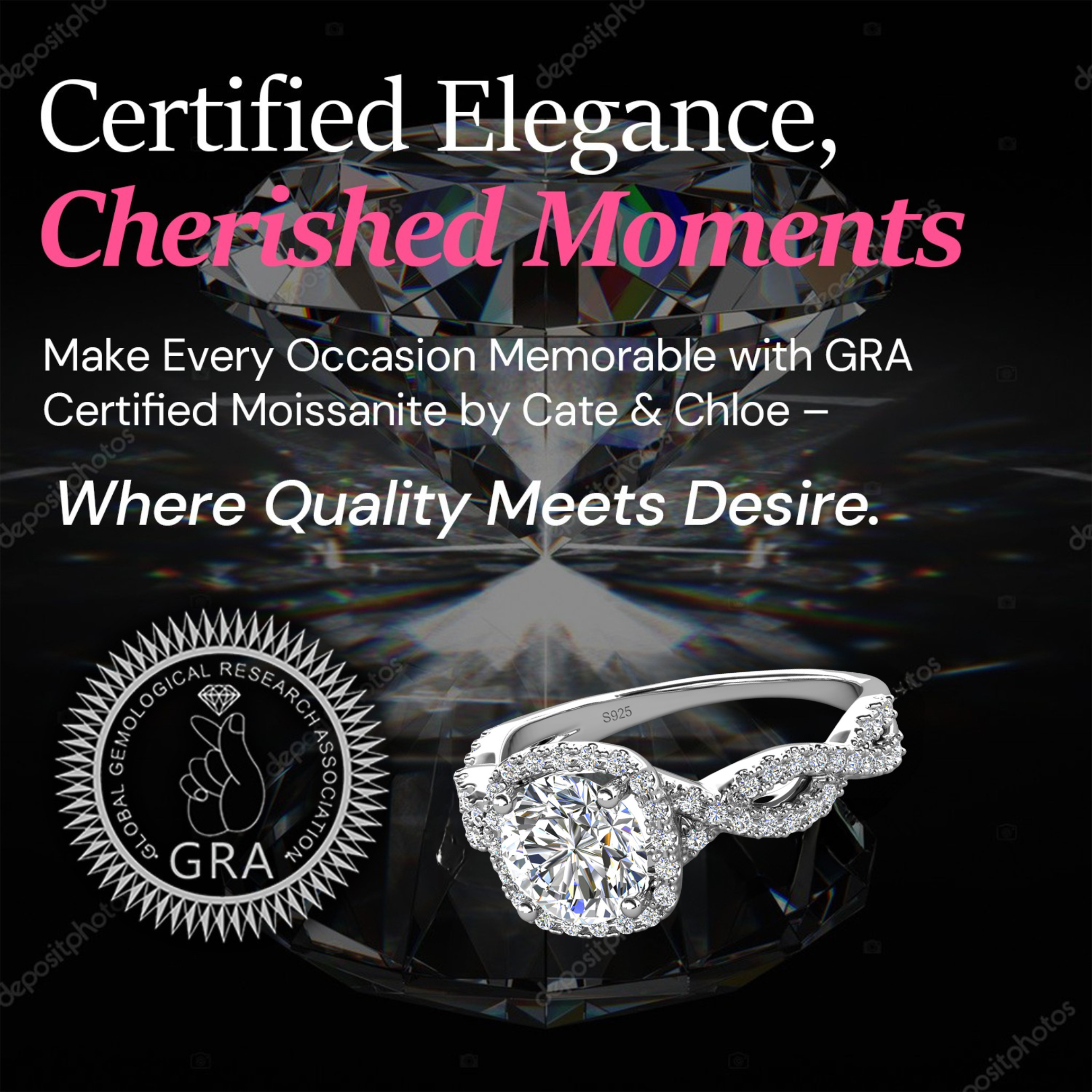 Moissanite by Cate & Chloe Octavia 0.84ctw Round Cut 925 Sterling Silver 18K White Gold Plated Forever Engagement Ring