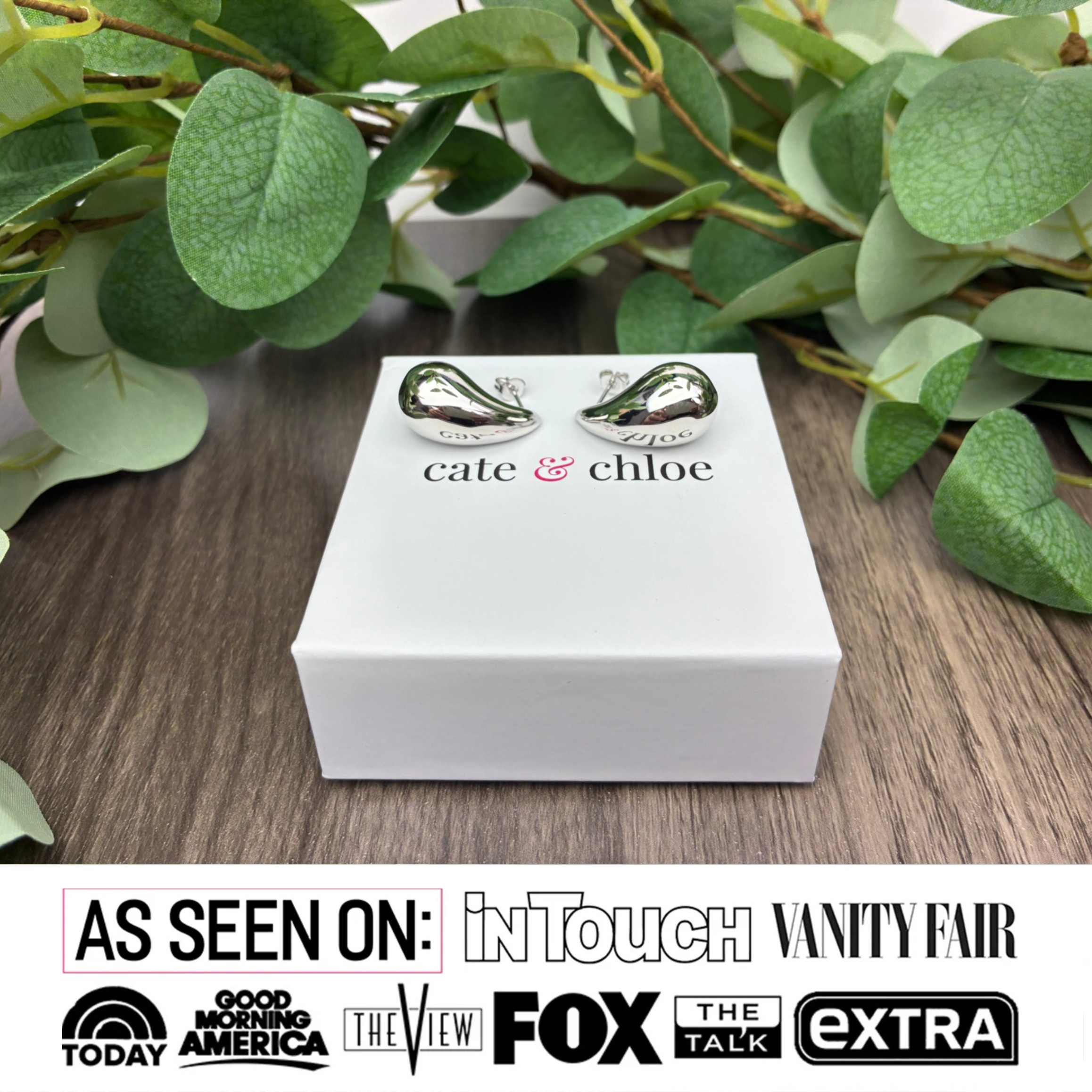 Olive 18k White Gold Plated Teardrop Stud Earrings