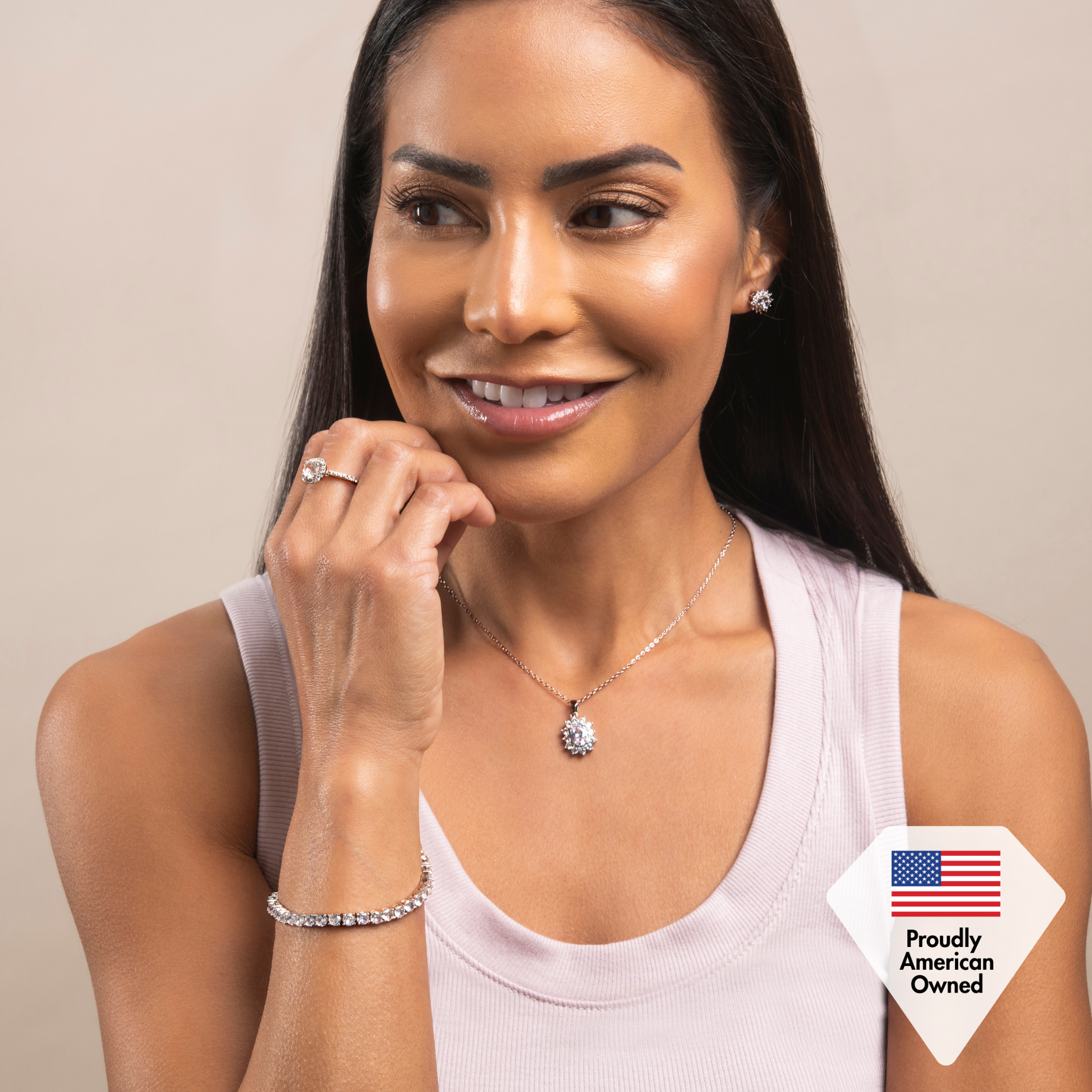 Olivia 18k White Gold Plated Tennis Bracelet with Simulated Diamond Crystals