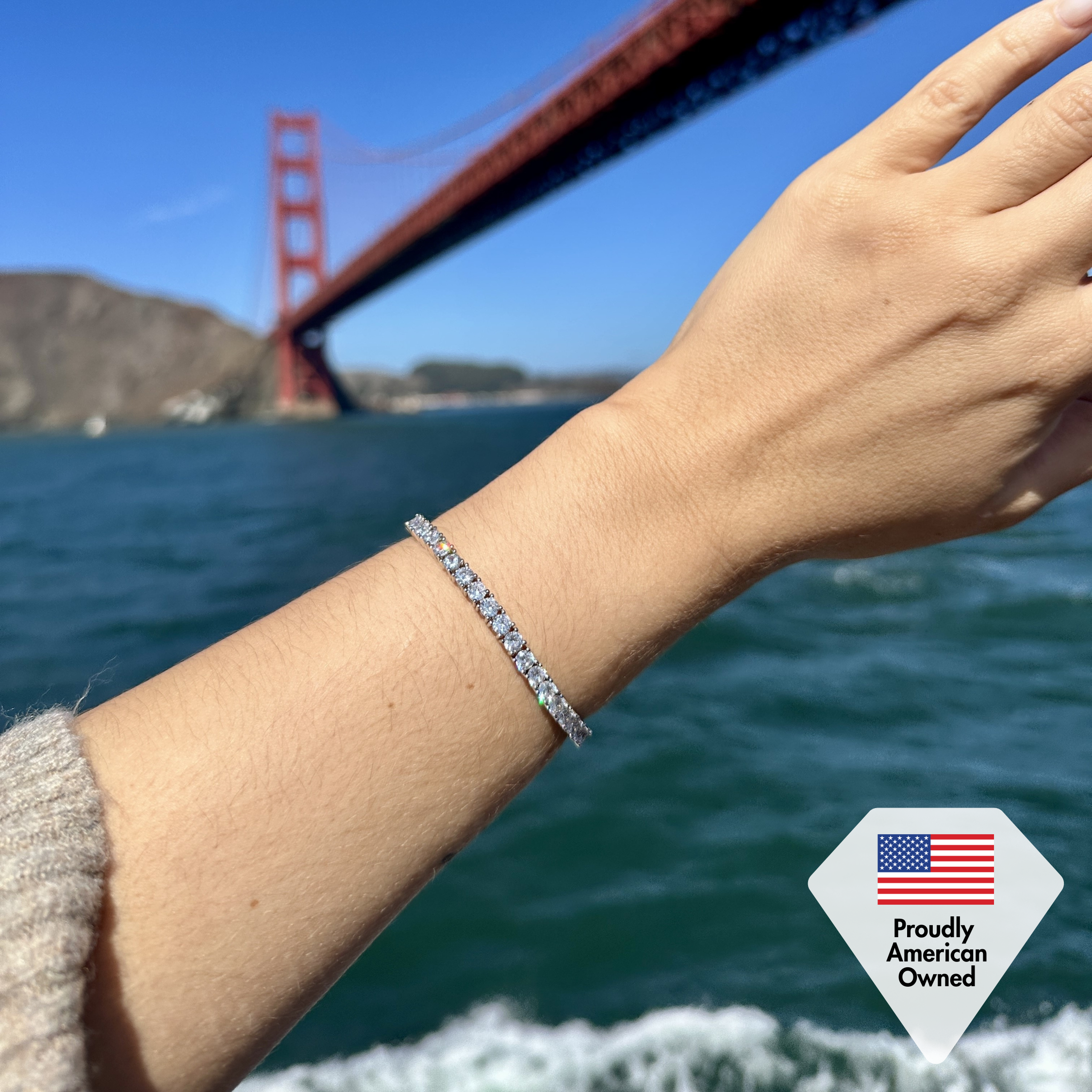 Olivia 18k White Gold Plated Tennis Bracelet with Simulated Diamond Crystals