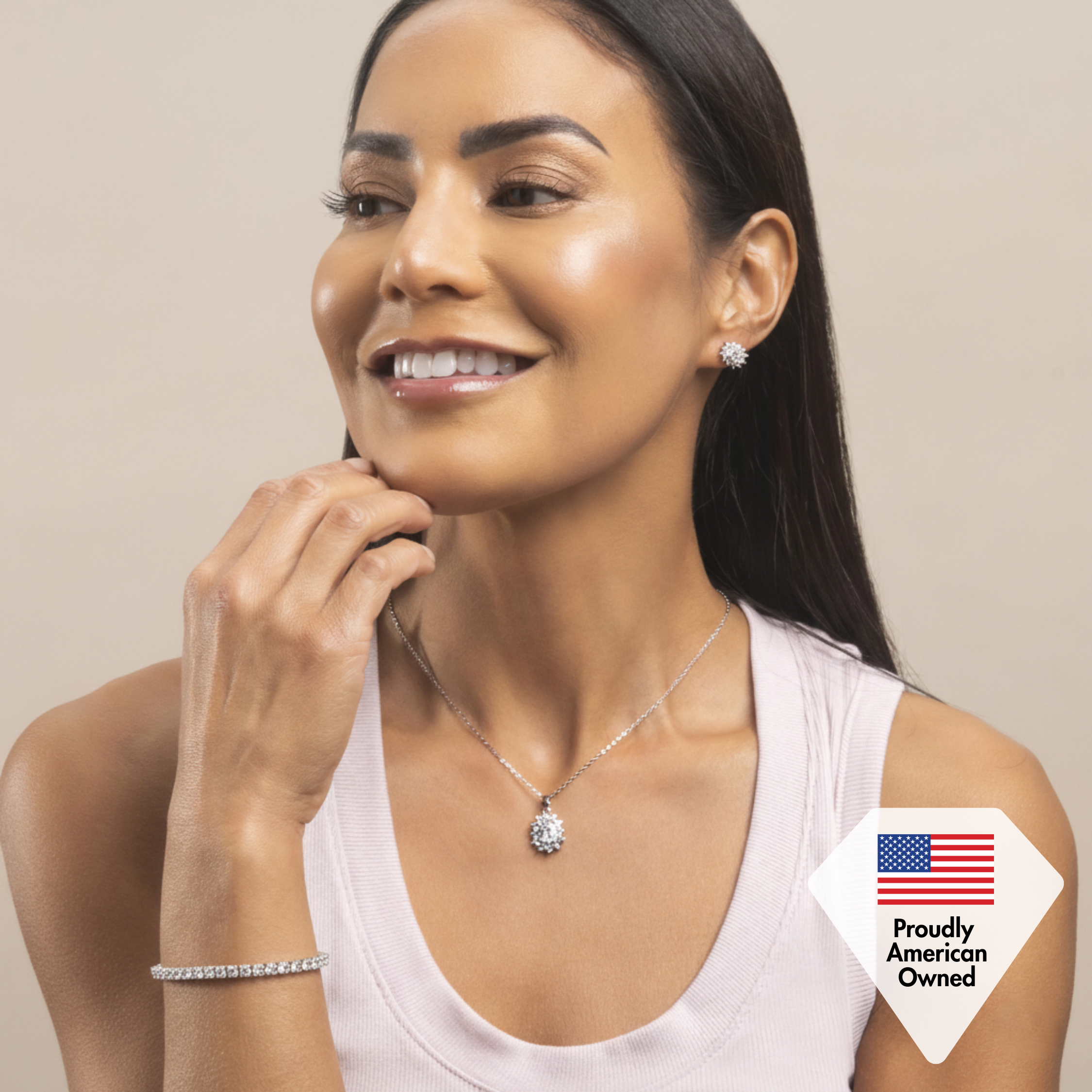 Olivia 18k White Gold Plated Tennis Bracelet with Simulated Diamond Crystals