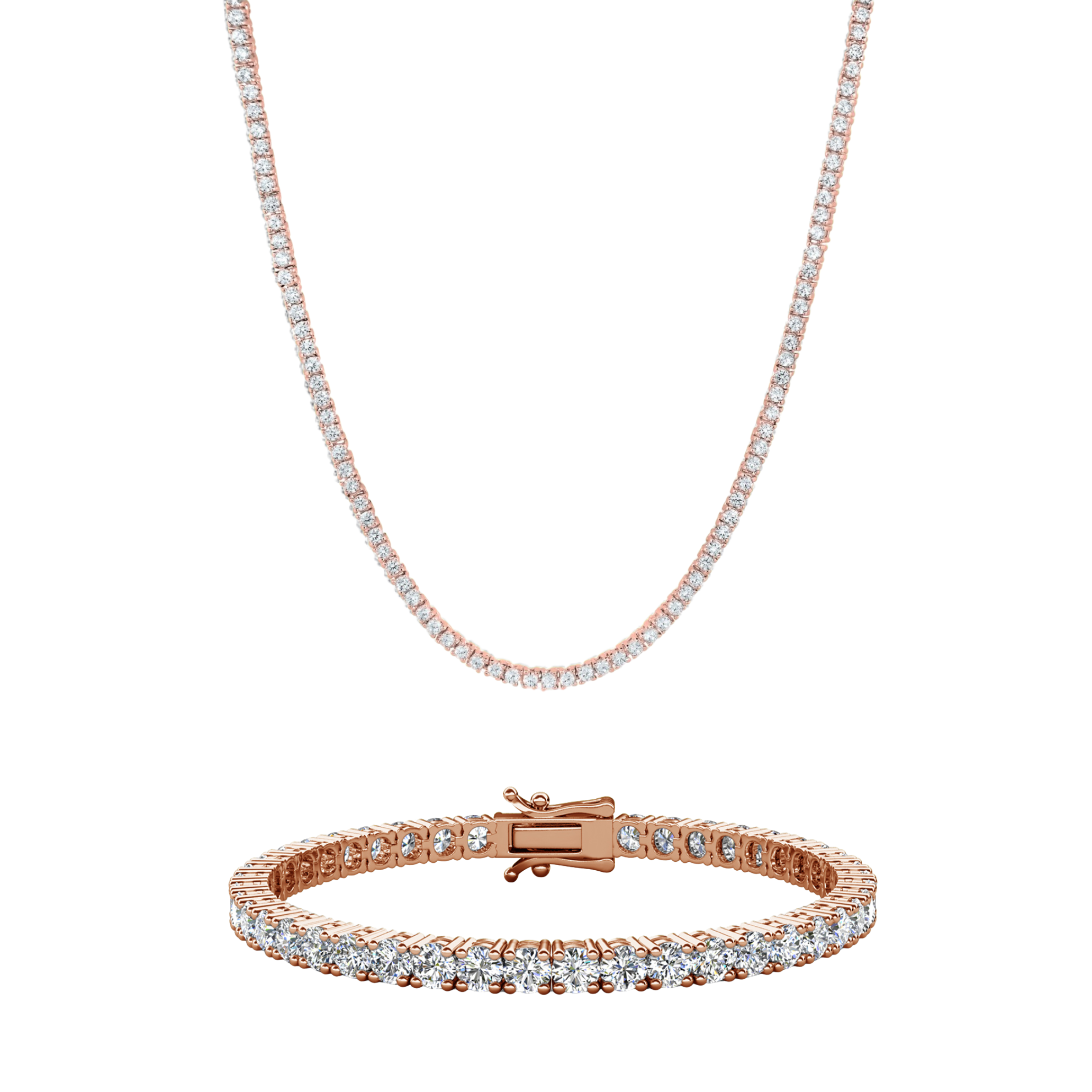 Olivia 18k White Gold Plated Tennis Bracelet and Necklace Set with Simulated Diamond Crystals