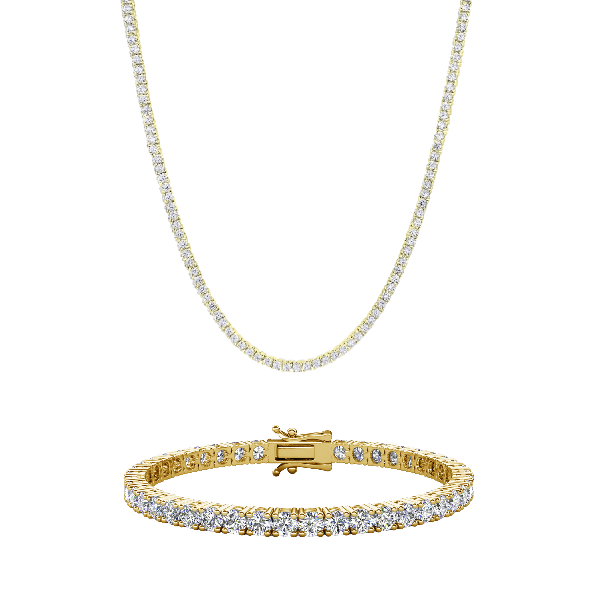 Olivia 18k White Gold Plated Tennis Bracelet and Necklace Set with Simulated Diamond Crystals
