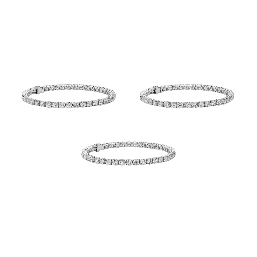 Olivia 18k Gold Plated Tennis Bracelet with Simulated Diamond Crystals (3 Pair Set)