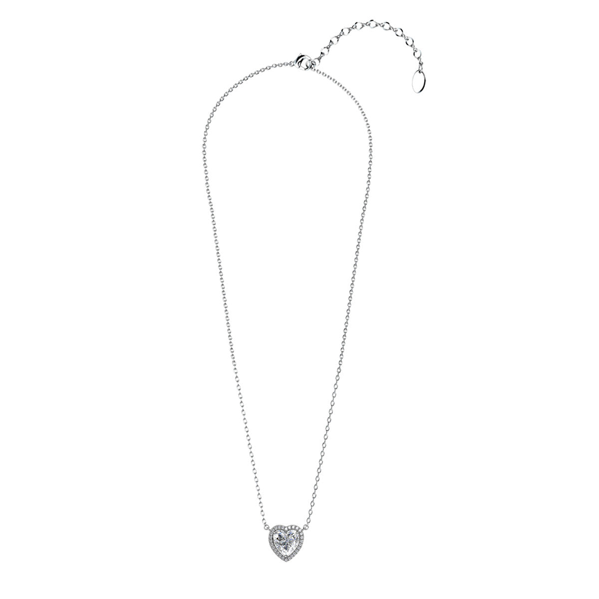 Tara 18k White Gold Plated Silver Heart Necklace with Swarovski Crystals