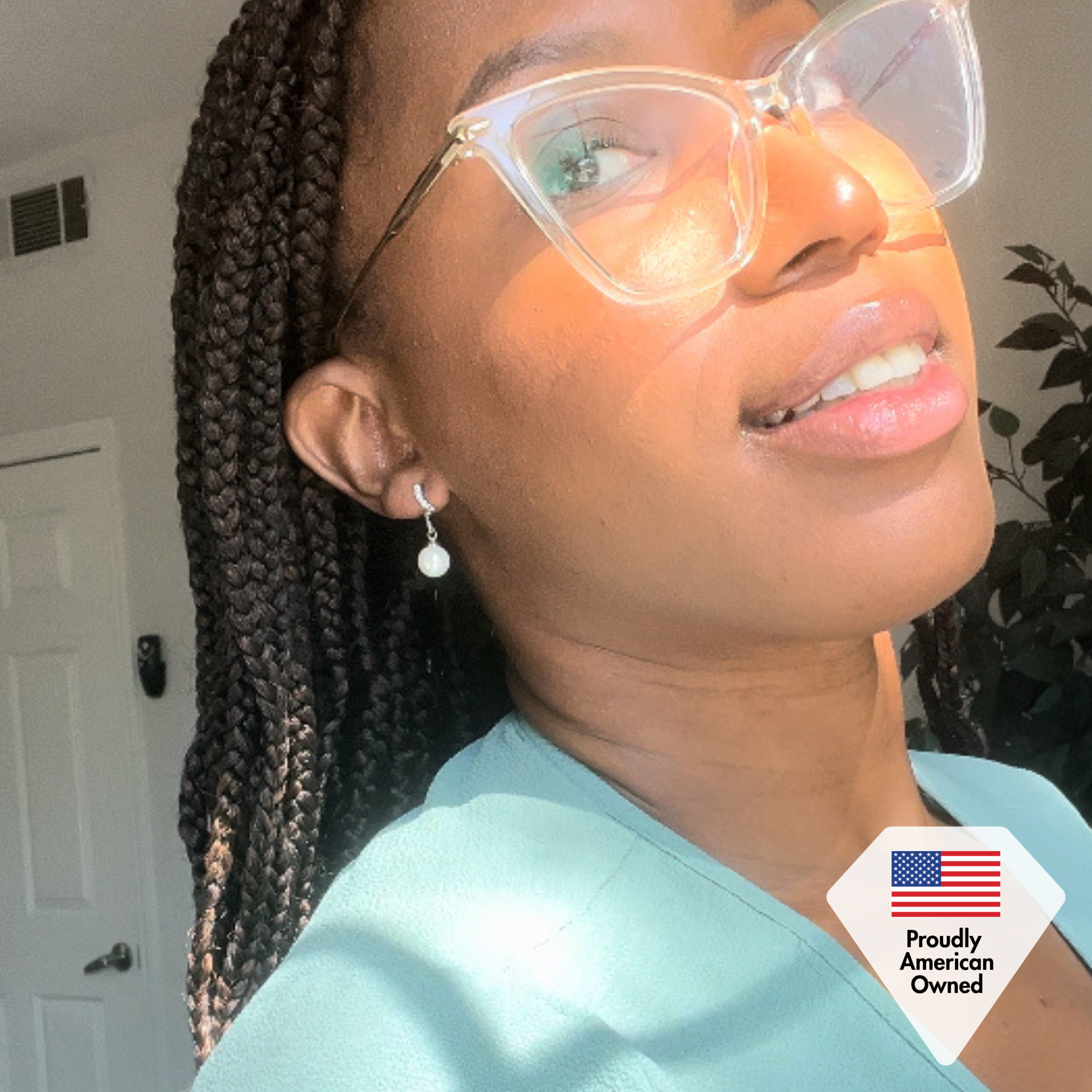 Ophelia 18k White Gold Plated Drop Pearl Earrings with Swarovski Crystals