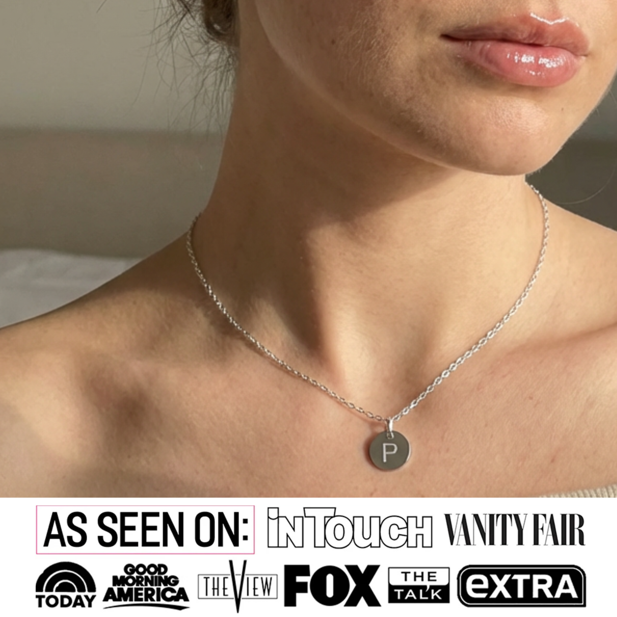 Summer Collection 18k White Gold Plated Engraved Initial Letter Pendant Necklace