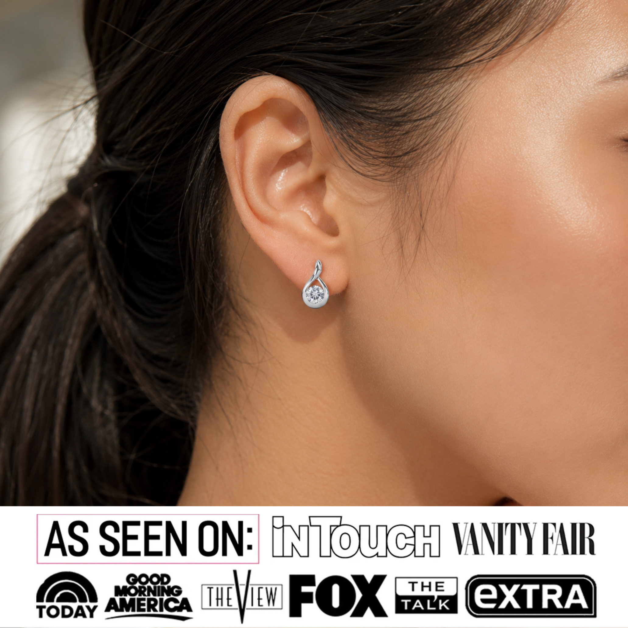 Parker 18k White Gold Plated Teardrop Stud Earrings with Swarovski Crystals
