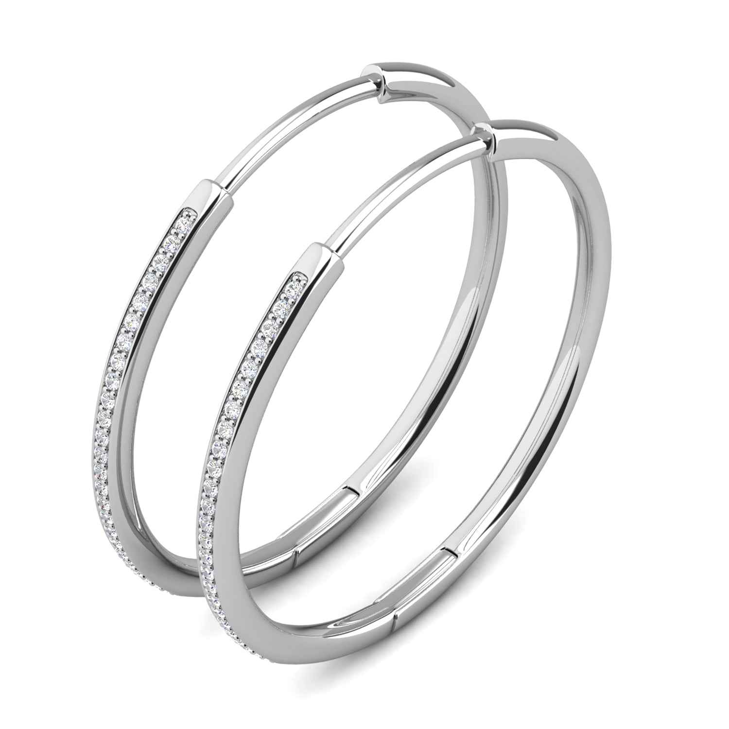 Leslie 18k White Gold Plated 10mm-40mm Hoop Earrings with Swarovski Crystals