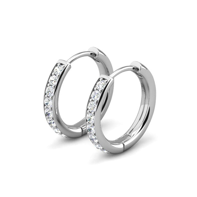 Leslie 18k White Gold Plated 14mm-40mm Hoop Earrings with Swarovski Crystals