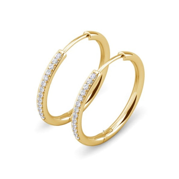 Bianca 18k White Gold Plated 25mm Silver Hoop Earrings with Swarovski Crystals
