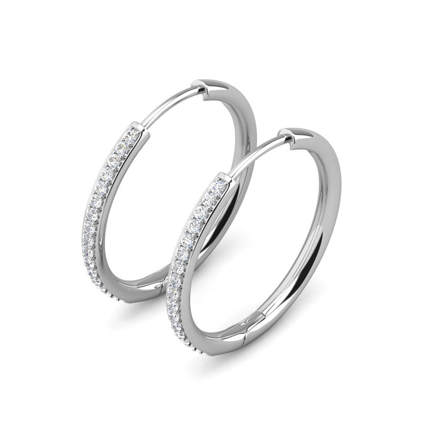 Leslie 18k White Gold Plated 14mm-40mm Hoop Earrings with Swarovski Crystals