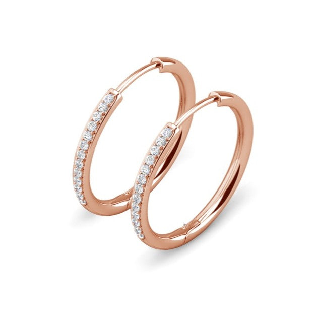 Bianca 18k White Gold Plated 25mm Silver Hoop Earrings with Swarovski Crystals