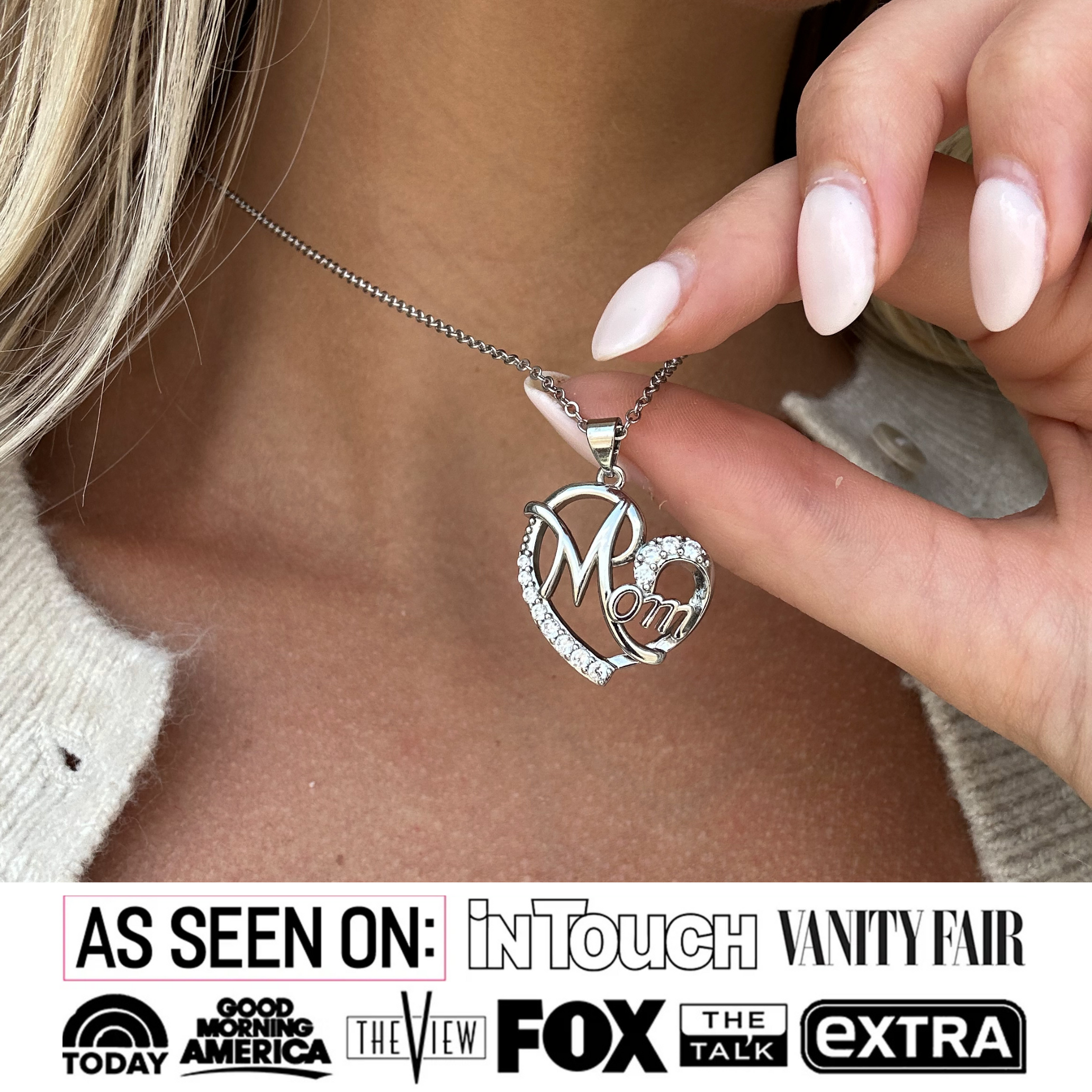 Mom 18k White Gold Plated Necklaces with Swarovski Crystals and Message Card
